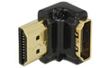 Delock Adapter HDMI-A Buch.- HDMI-A Steck. 4K 90° Gewinkelt unten, Schwarz