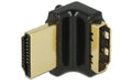 Delock Adapter HDMI-A Buch.- HDMI-A Steck. 4K 90° Gewinkelt oben, Schwarz