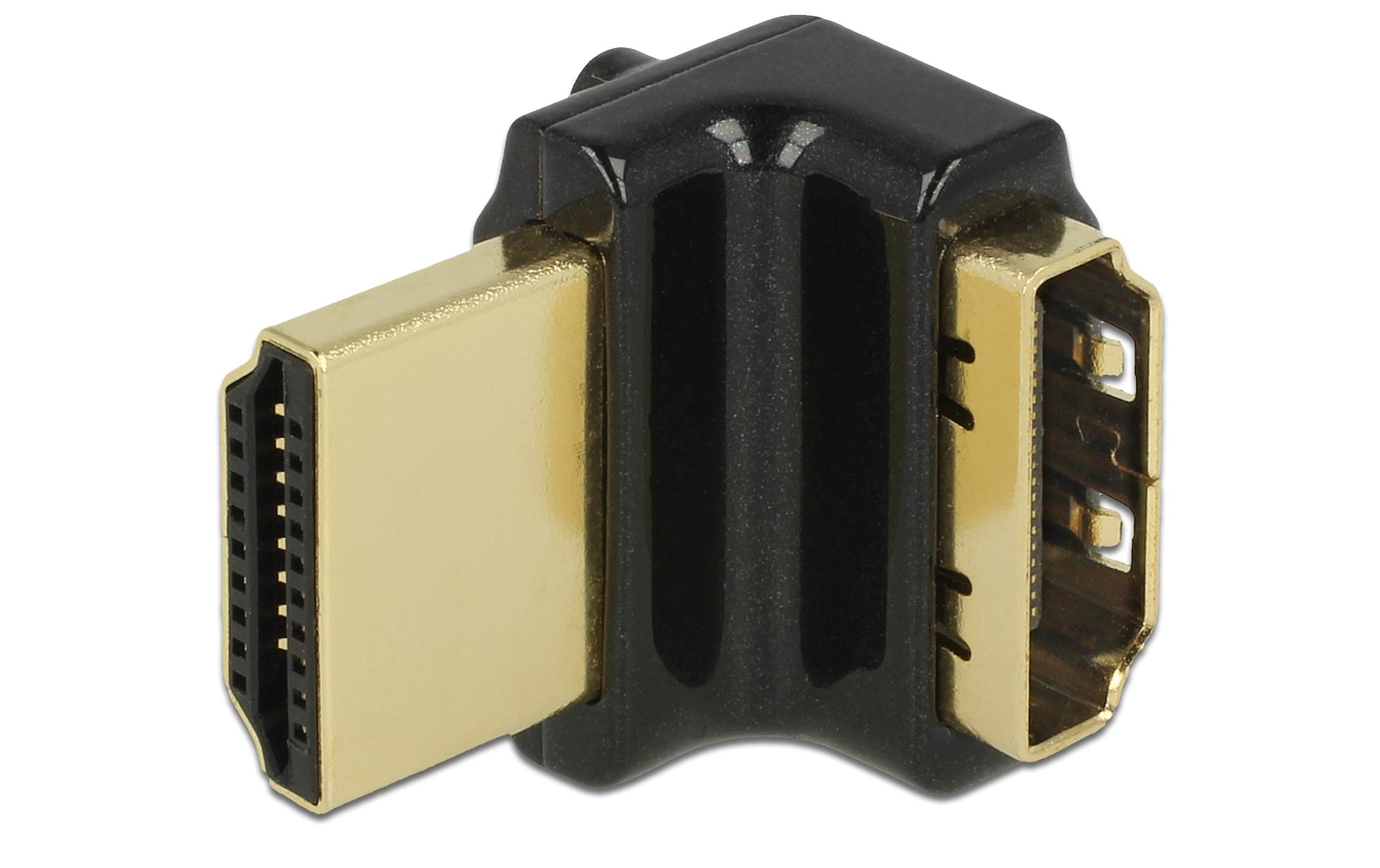 Delock Adapter HDMI-A Buch.- HDMI-A Steck. 4K 90° Gewinkelt oben, Schwarz