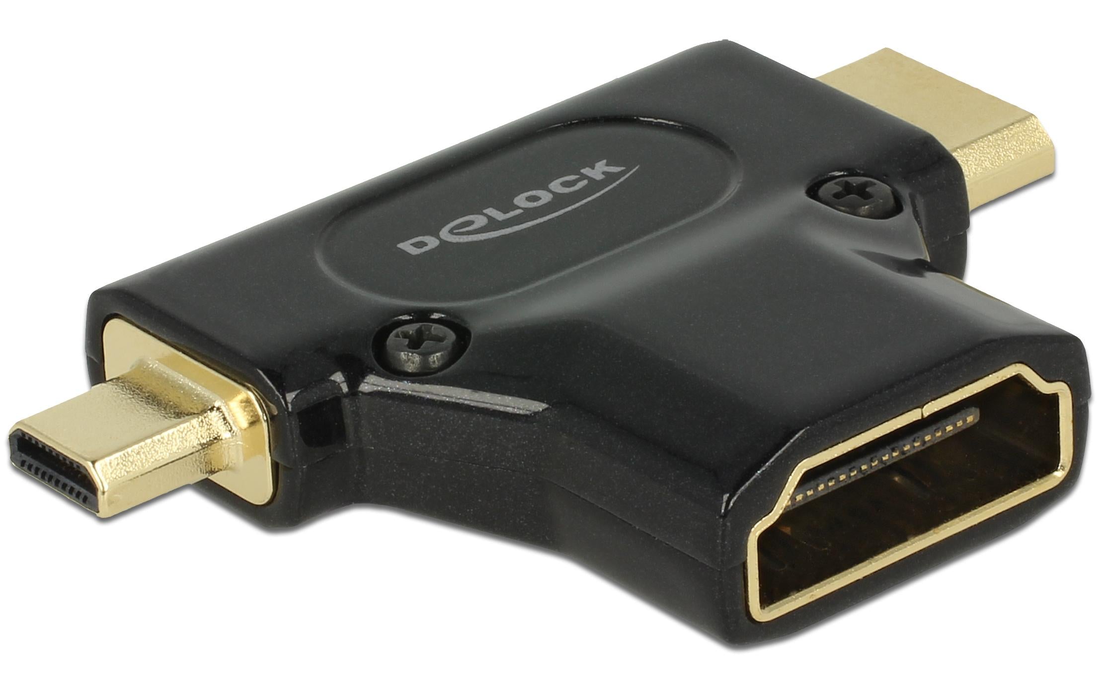 Delock Adapter HDMI-A Buc.-Mini-C/Micro-D HDMI-A Buc.zu Mini-C Steck.+ Micro-D Steck.
