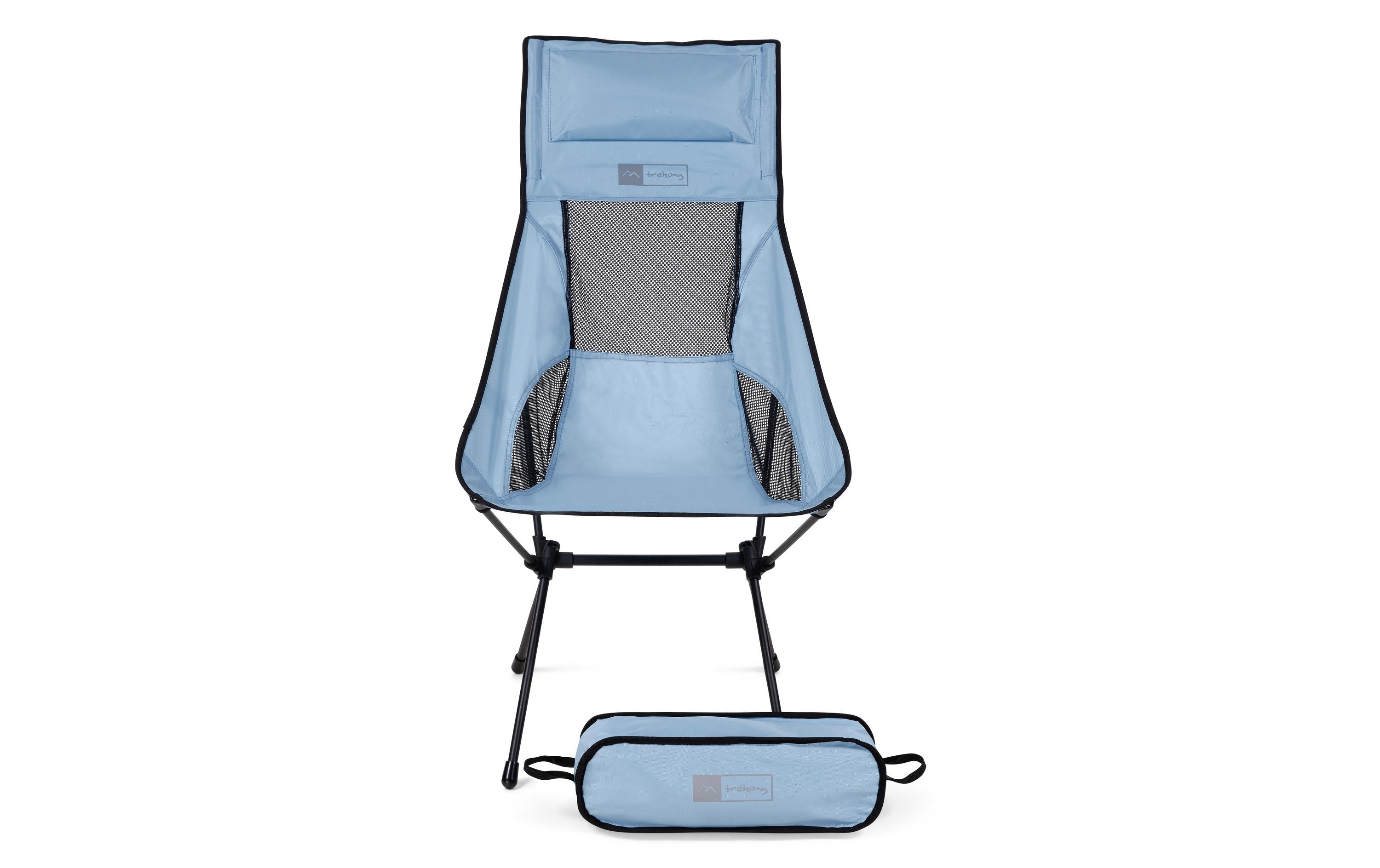 Trekony Campingstuhl hoch Stahl hellblau