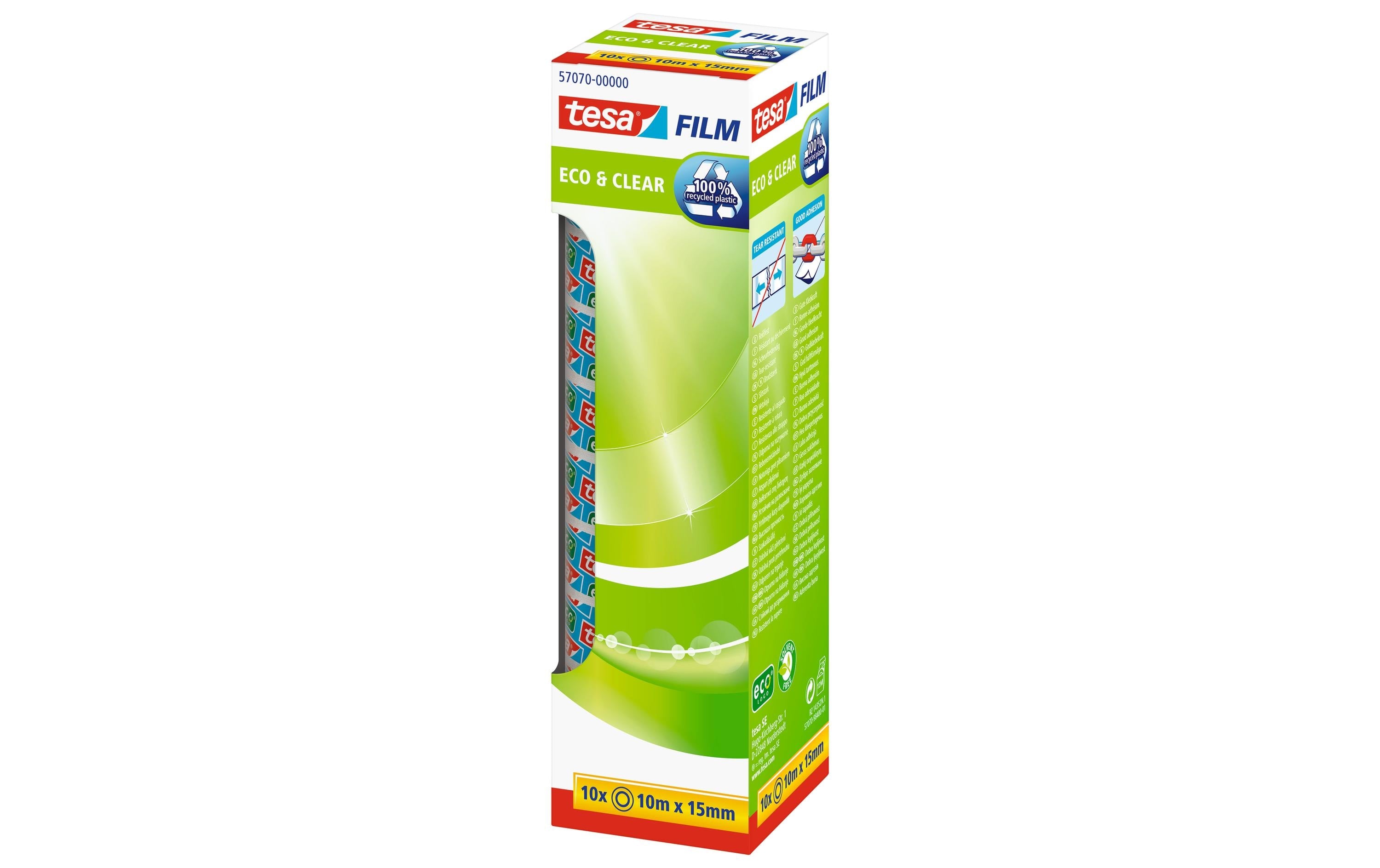 Tesa Klebeband Eco&Clear 15 mm x 10 m, 10 Rollen