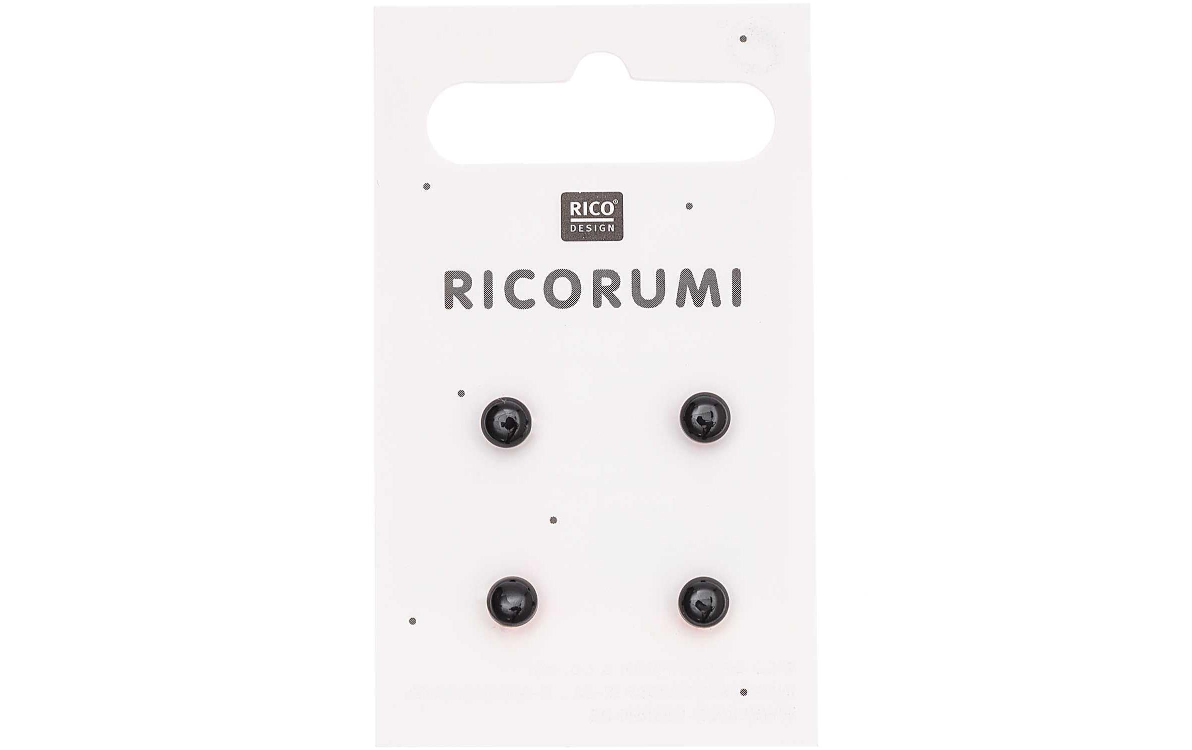 Rico Knopfaugen mit Steg braun-schwarz, 8.5 mm, 4 Stück