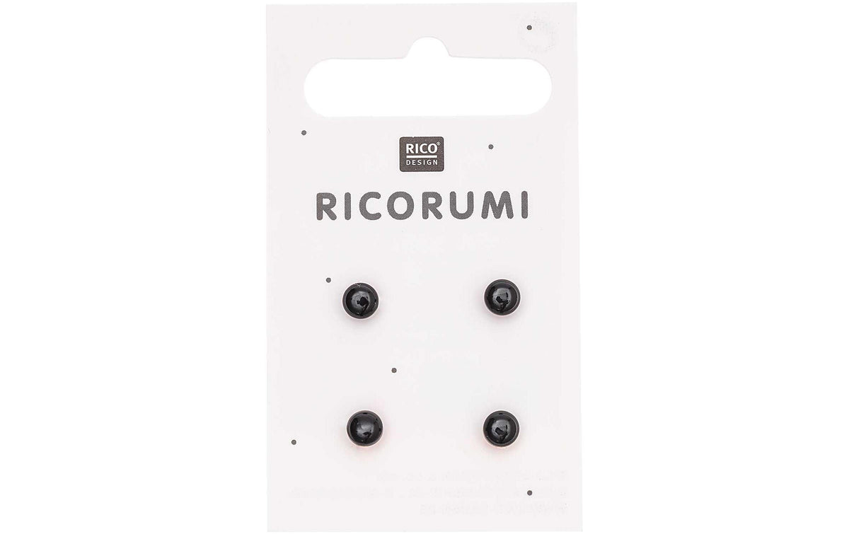 Rico Knopfaugen mit Steg braun-schwarz, 5 mm, 4 Stück