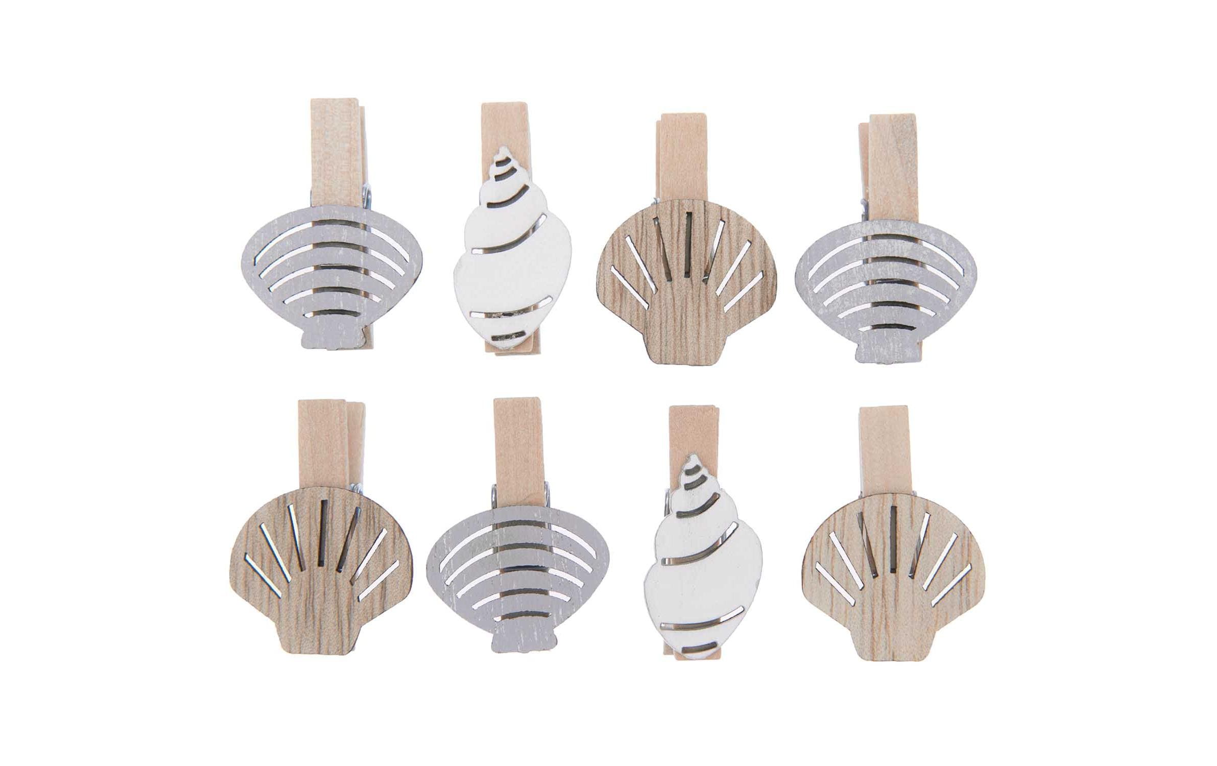 Rico Dekoklammern Meerestiere Holz, 7x35mm, 8 Stk.