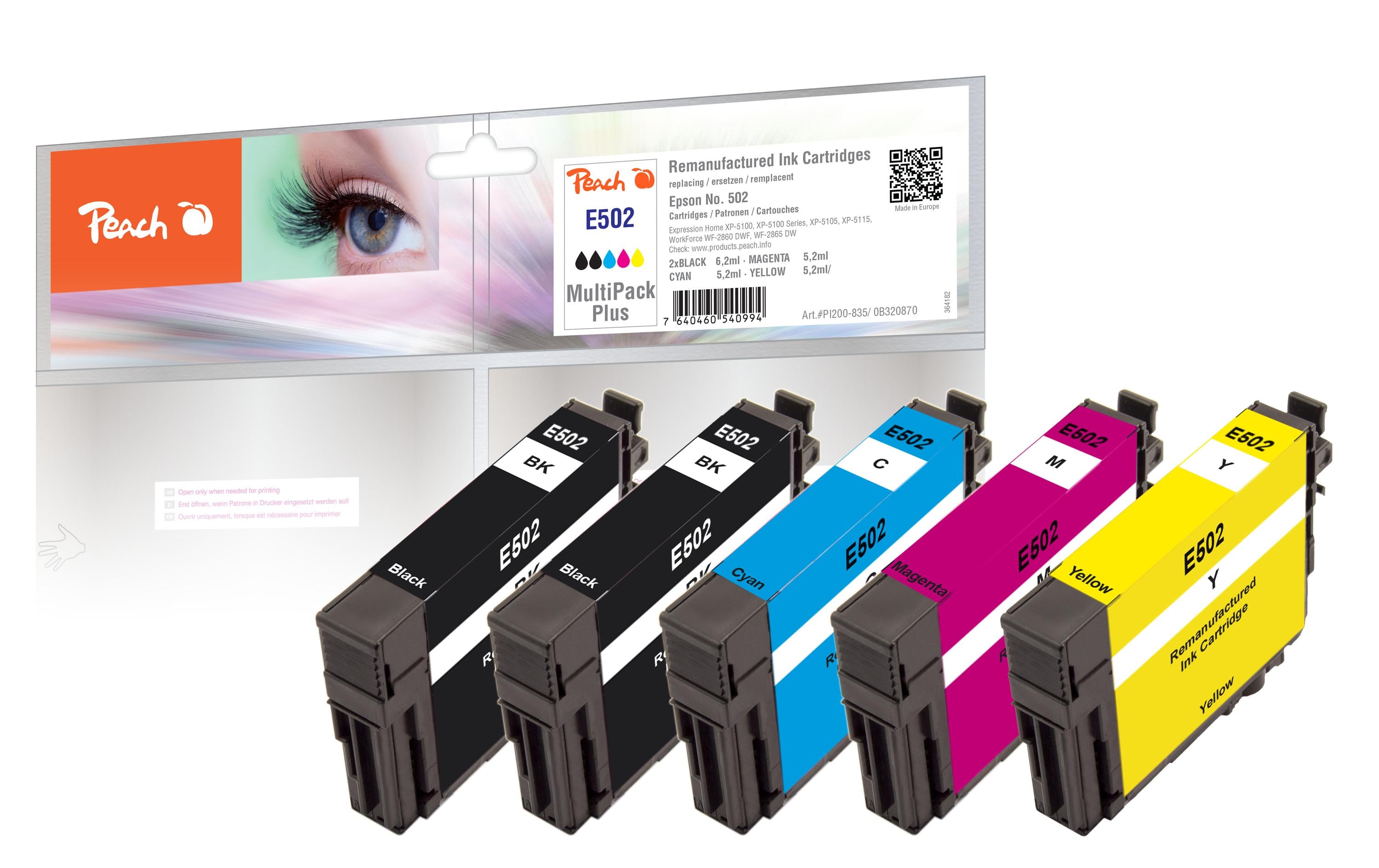 Peach Tinte Epson Nr. 502 2x Black, 1x Cyan, Magenta, Yellow
