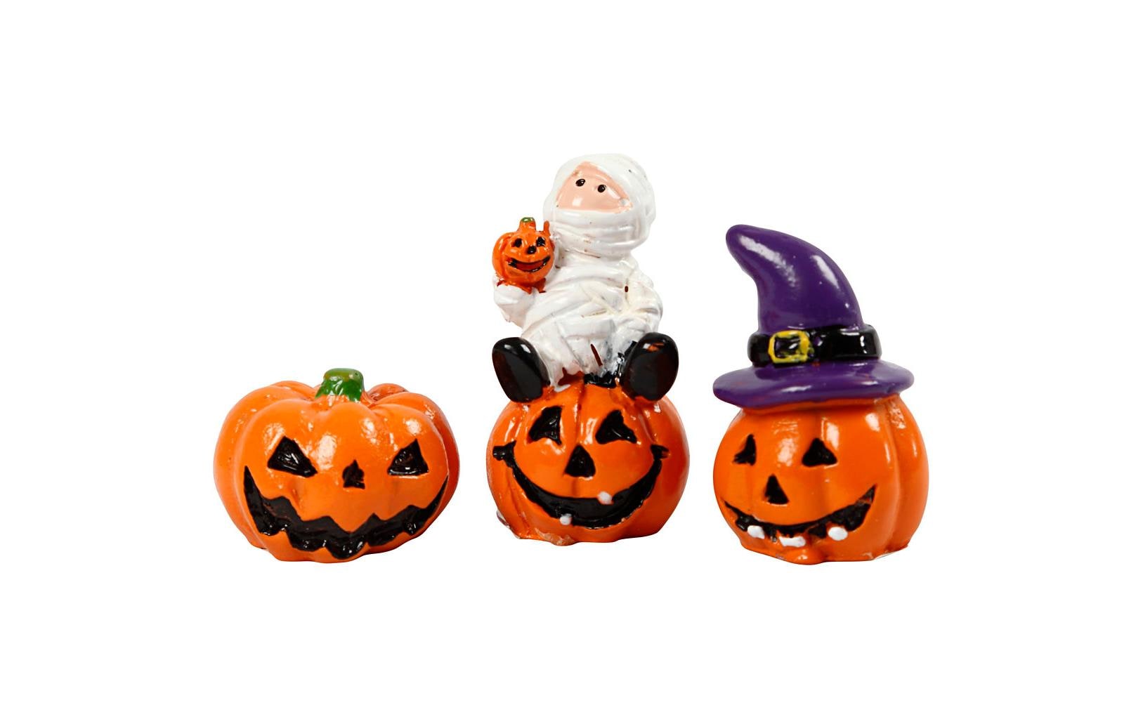 Creativ Company Figur Mini Halloween 3 Stück, 2 x 2 x 1.5 - 3.5 cm