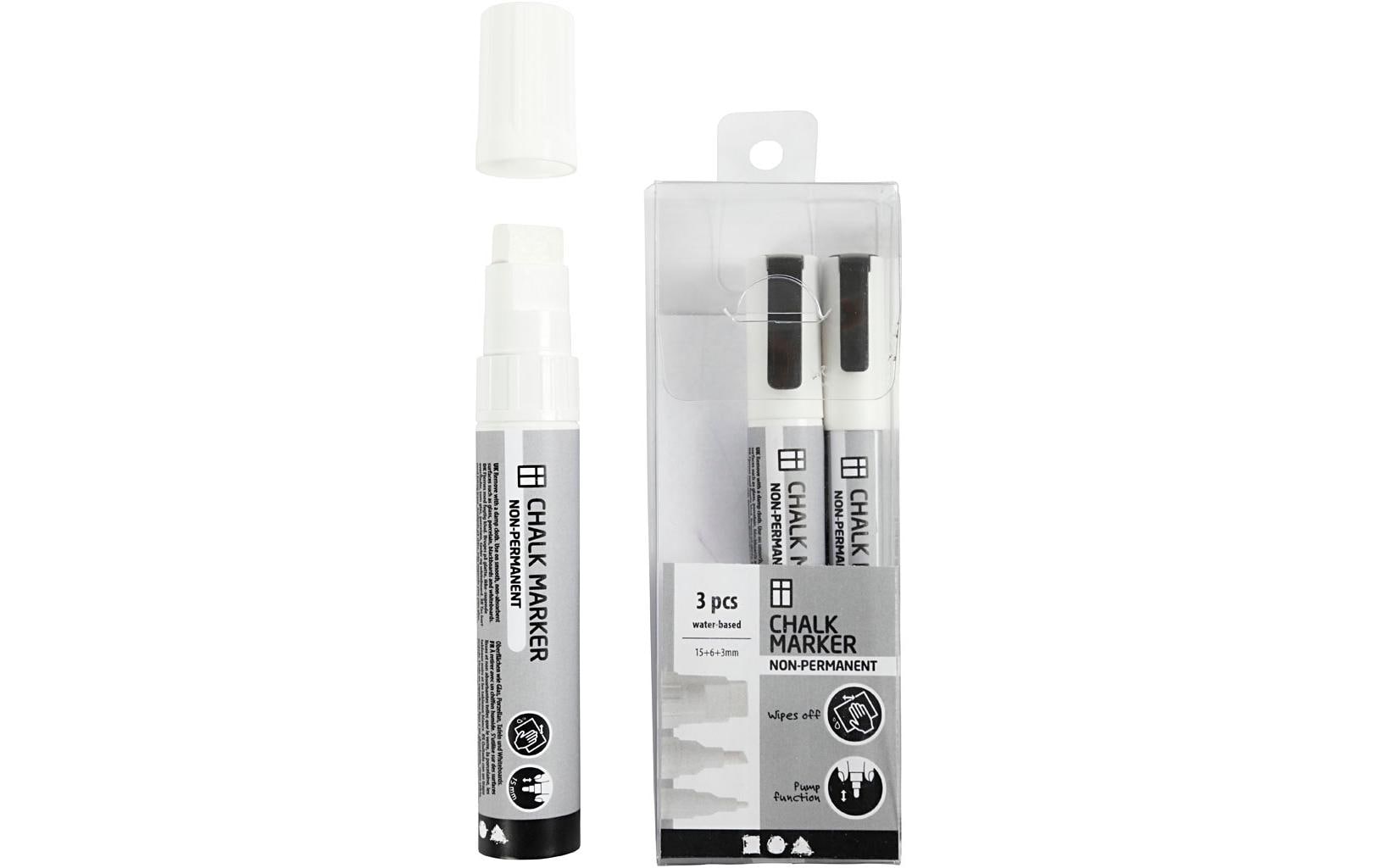 Creativ Company Kreidemarker weiss 3 Stück, 3 + 6 + 15 mm