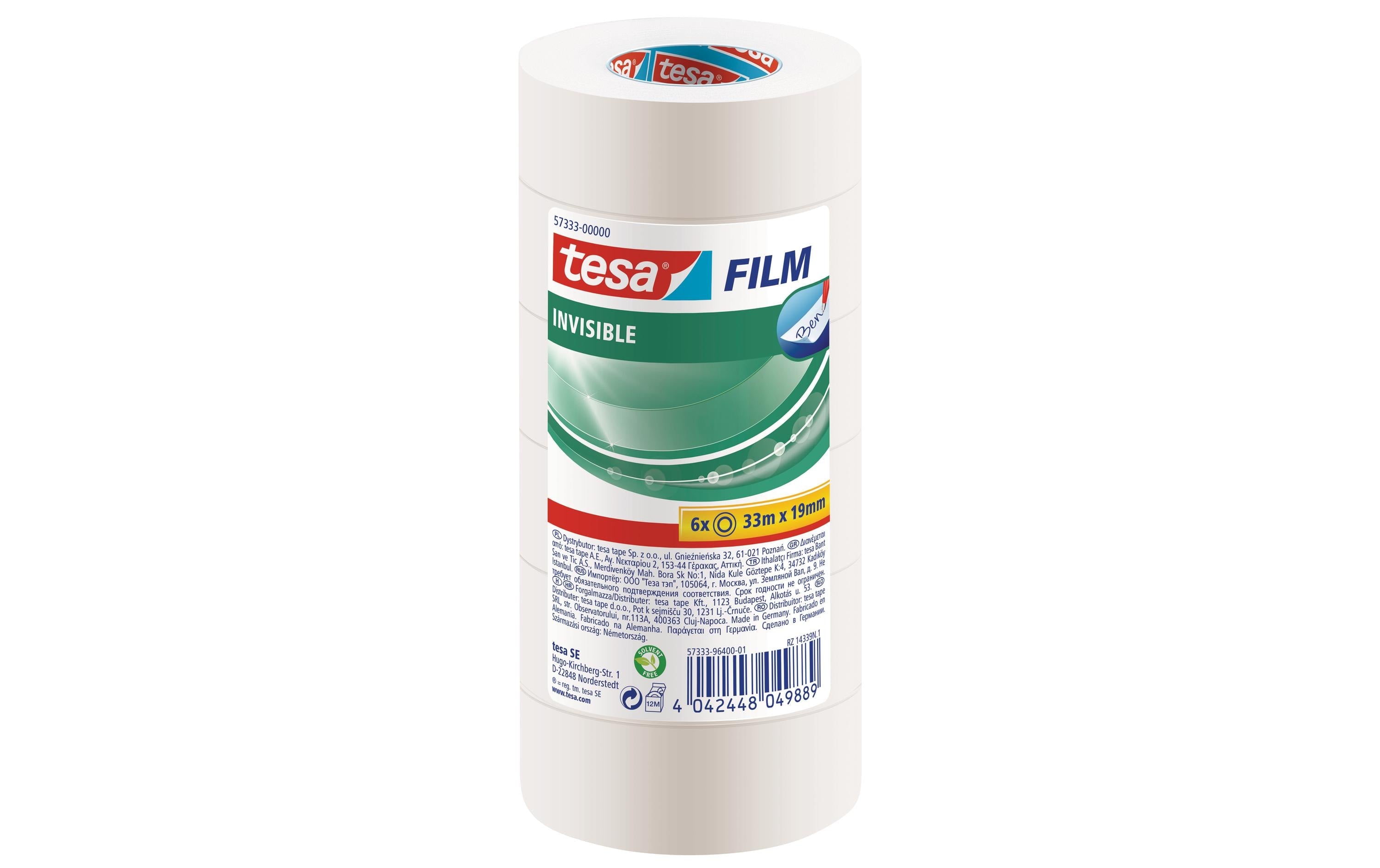 Tesa Klebeband Tesafilm invisible 33m x 19mm, 6 Rollen
