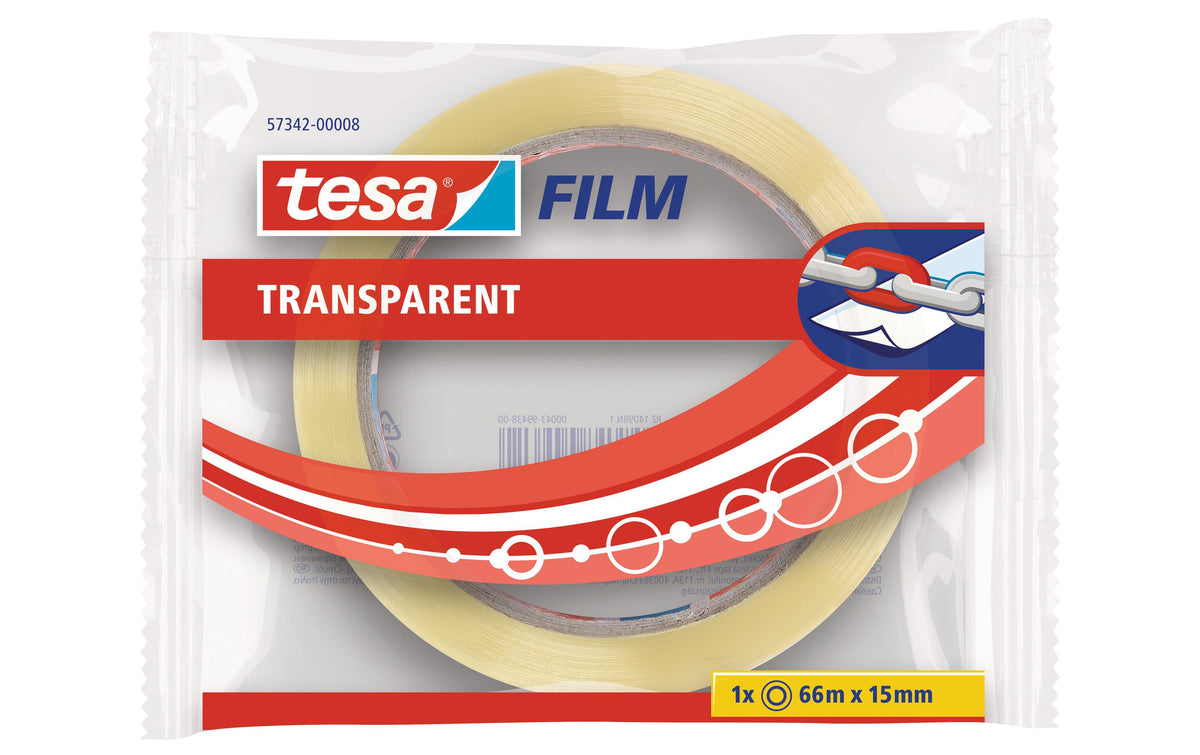 Tesa Klebeband Tesafilm transparent 66m x 15mm, 1 Rolle