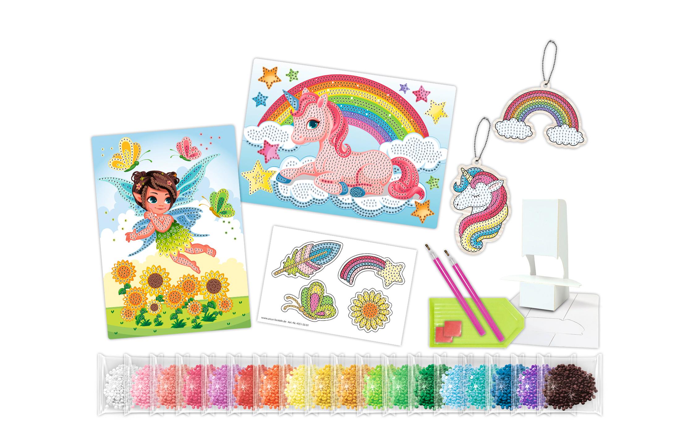 URSUS Diamond Painting Creativ-Set Magic 2 x A5 Karten, 1 Stickerbogen