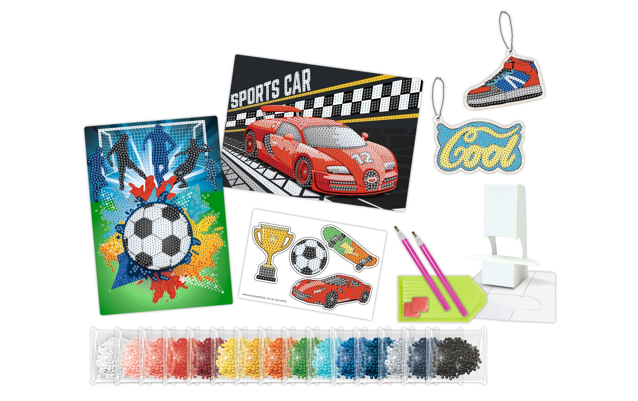 URSUS Diamond Painting Creativ-Set Sports 2 x A5 Karten, 1 Stickerbogen