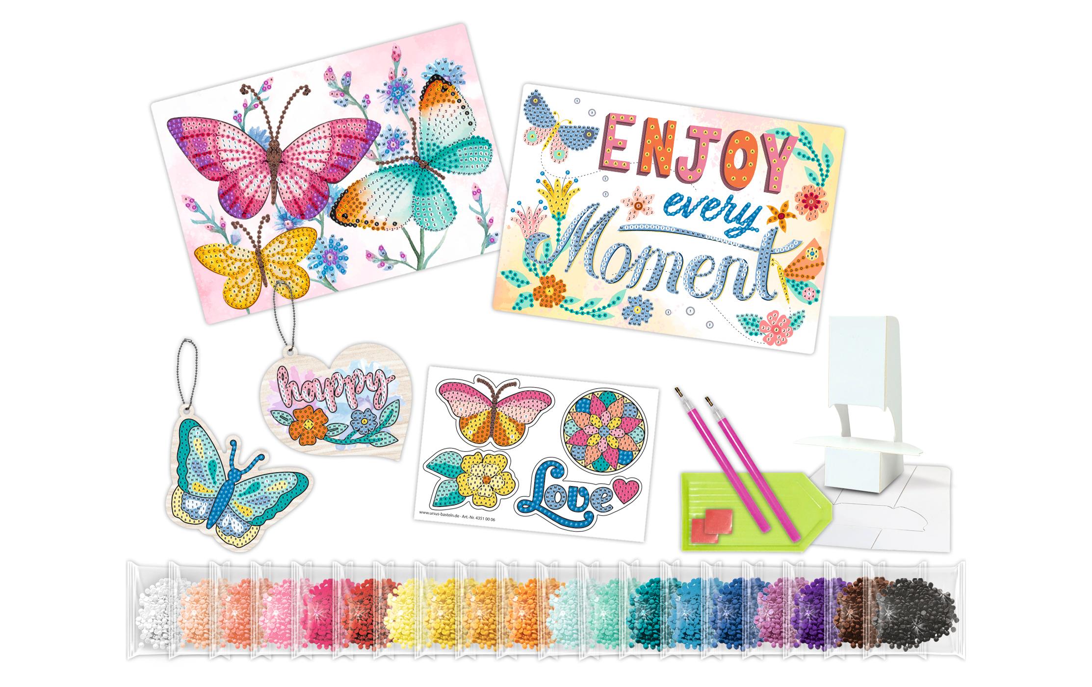 URSUS Diamond Painting Creativ-Set Joy 2 x A5 Karten, 1 Stickerbogen