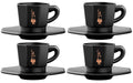 Bialetti Espressotasse 4er Set Schwarz mit Unterteller, 60ml