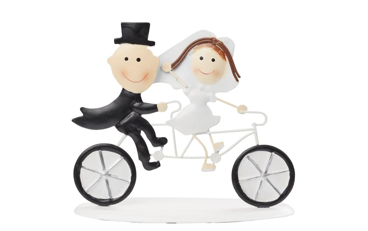 Hobbyfun Mini-Fahrzeug Hochzeitpaar auf Fahrrad, 7 x 10 cm