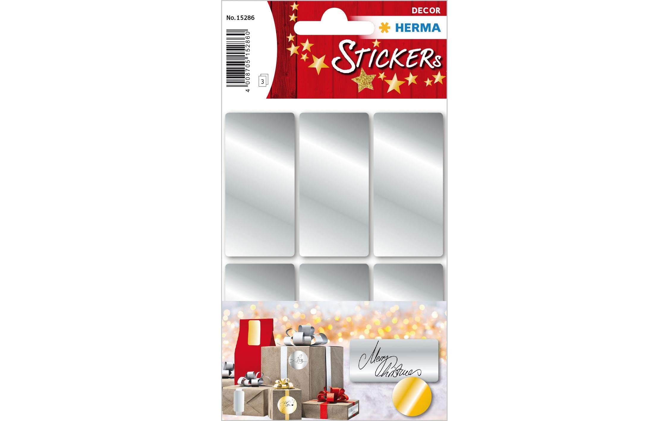 Herma Weihnachtssticker Silber 2.6x5.4 cm 3 Blatt, 18 Sticker
