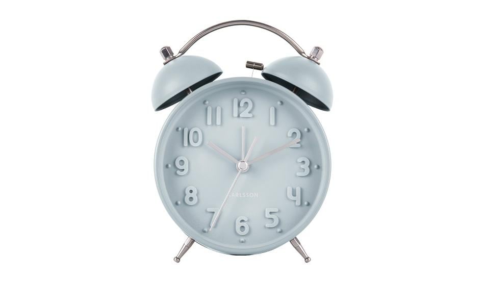 KARLSSON Wecker Iconic, Hellblau matt 15 x 11 x 6 cm, Excl.2 x AA Batterien
