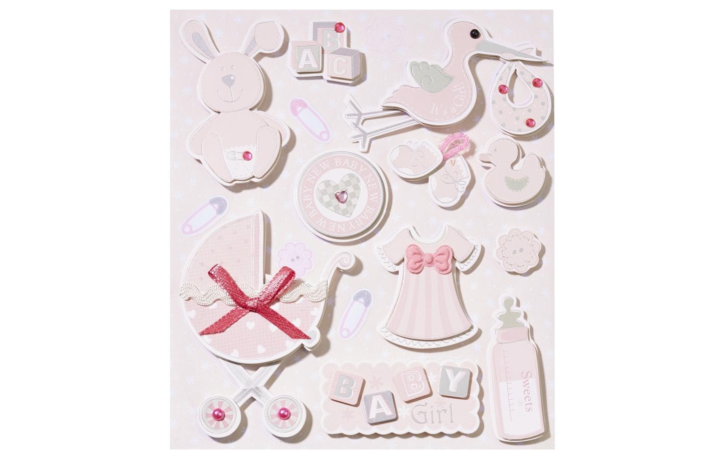 Hobbyfun 3D-Sticker Babygirl 1 Bogen à 12 x 14 cm