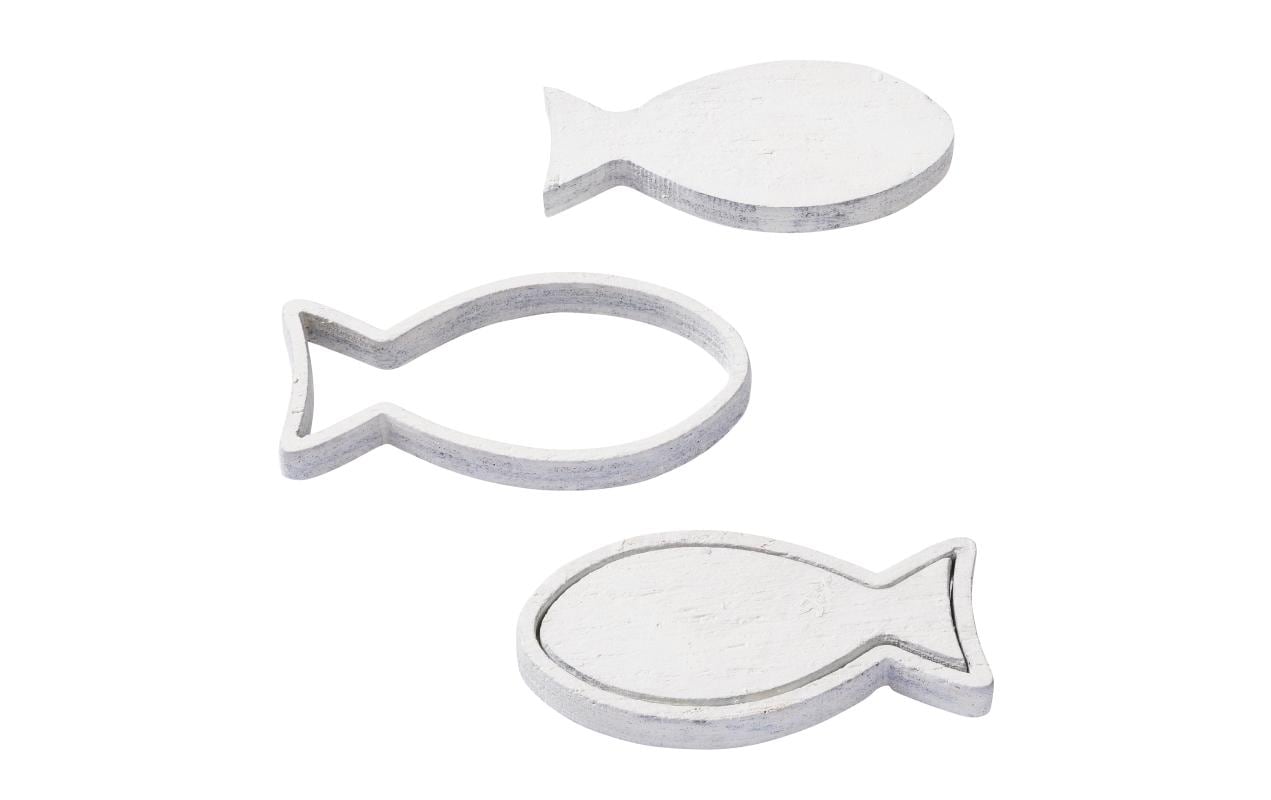 Hobbyfun Streuteile Fisch weiss, 3.5 - 4 cm, 8 Stück