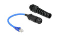 Delock Patchkabel: S/FTP, Cat.6, 25cm, blau IP68, wasserdicht, Verlängerung,Knickschutz