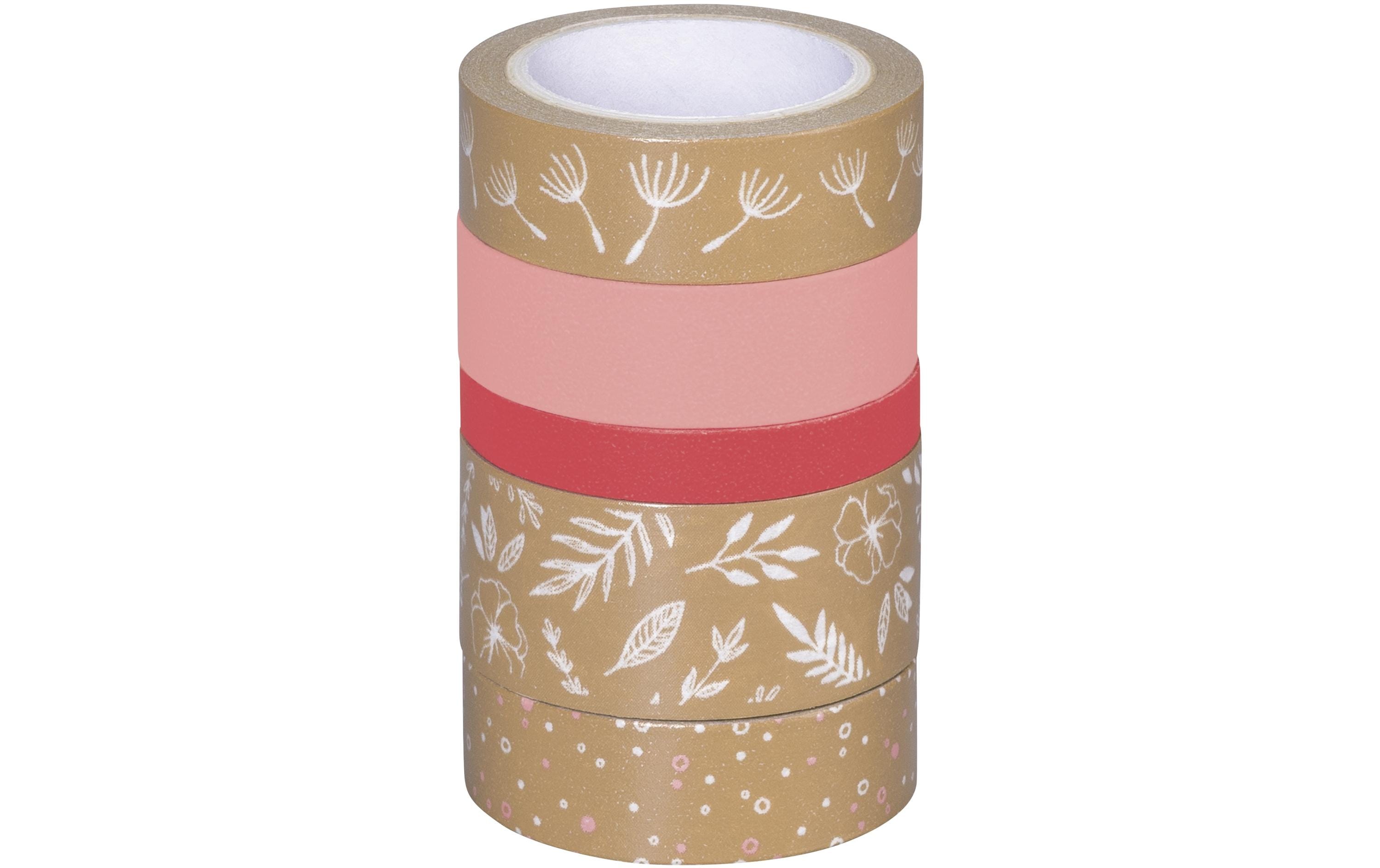Heyda Washi Tape Natur Blätter 5 Rollen in 3 versch. Grössen, Rosa