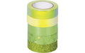 Heyda Washi Tape Effekt Mix Basic Grün 5 Rollen in 2 Grössen: 5mx12mm, 2mx12mm