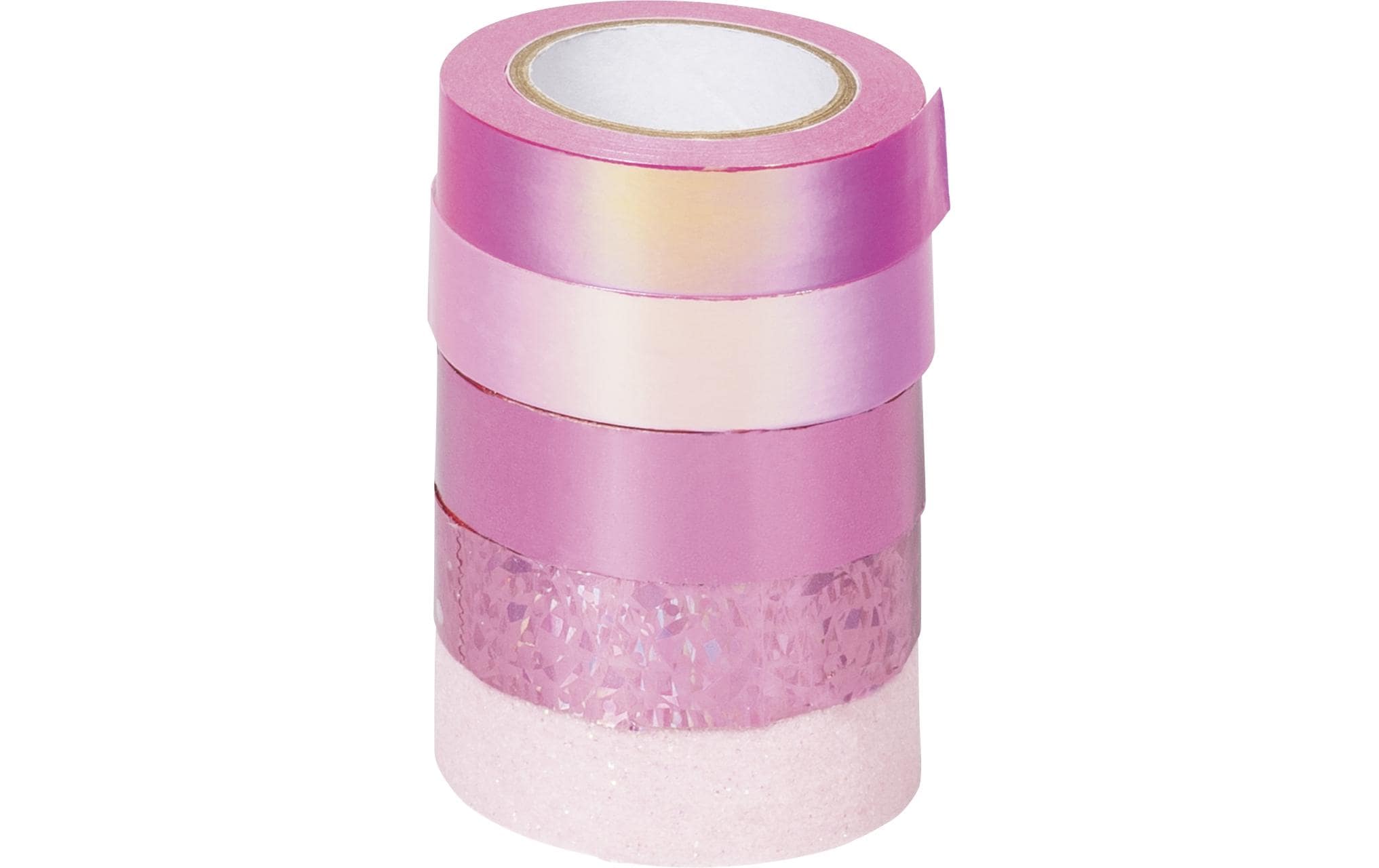 Heyda Washi Tape Effekt Mix Basic Rosa 5 Rollen in 2 Grössen: 5mx12mm, 2mx12mm