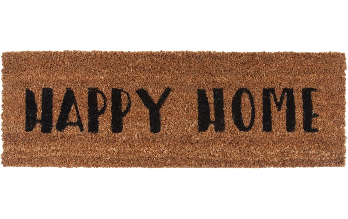 present time Fussmatte Happy Home Schwarz, Kokosfaser, 75 x 26 cm