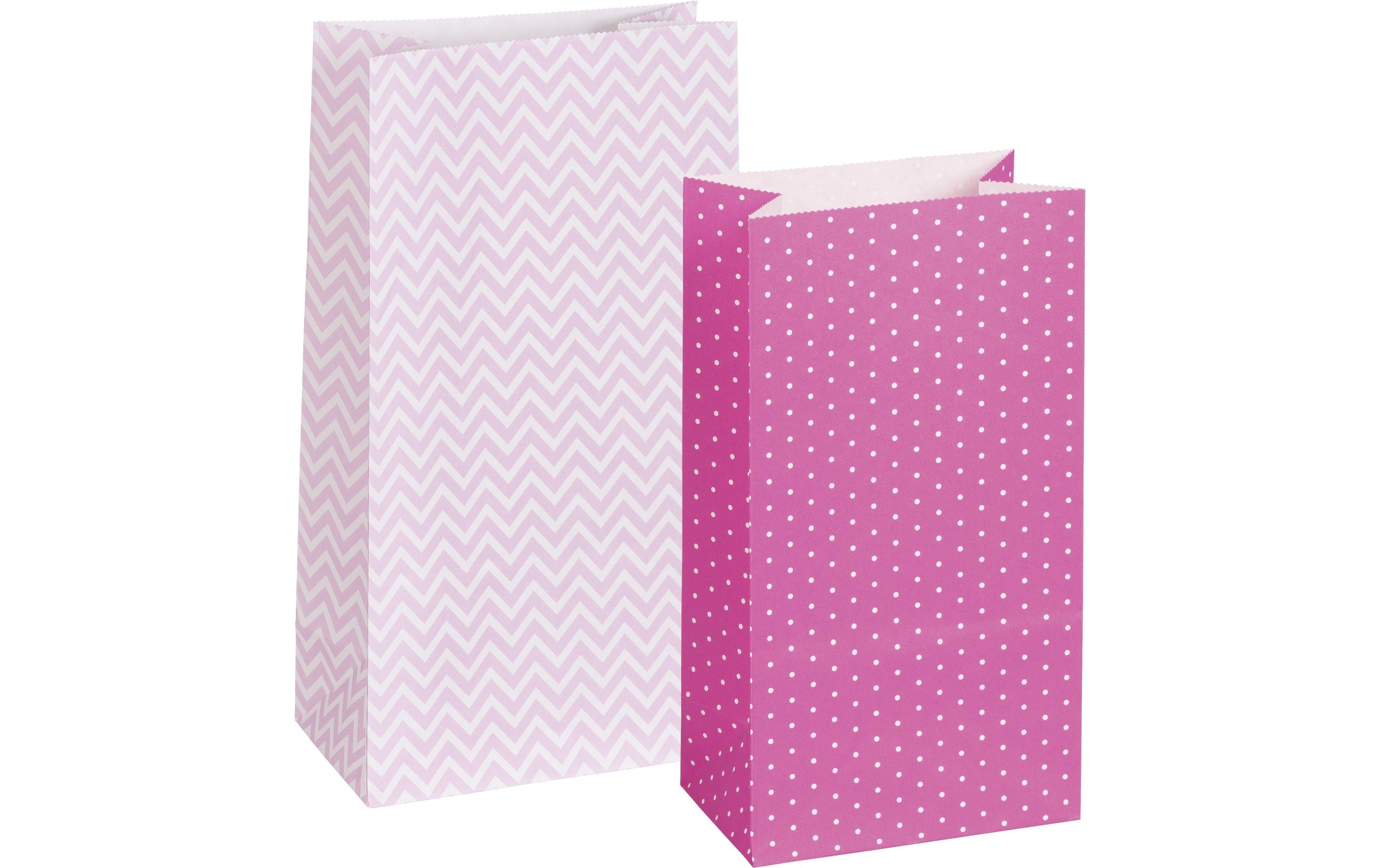 Heyda Papiertüten Pink 12 Stück 12 Beutel, 6 pro Grösse und Motiv