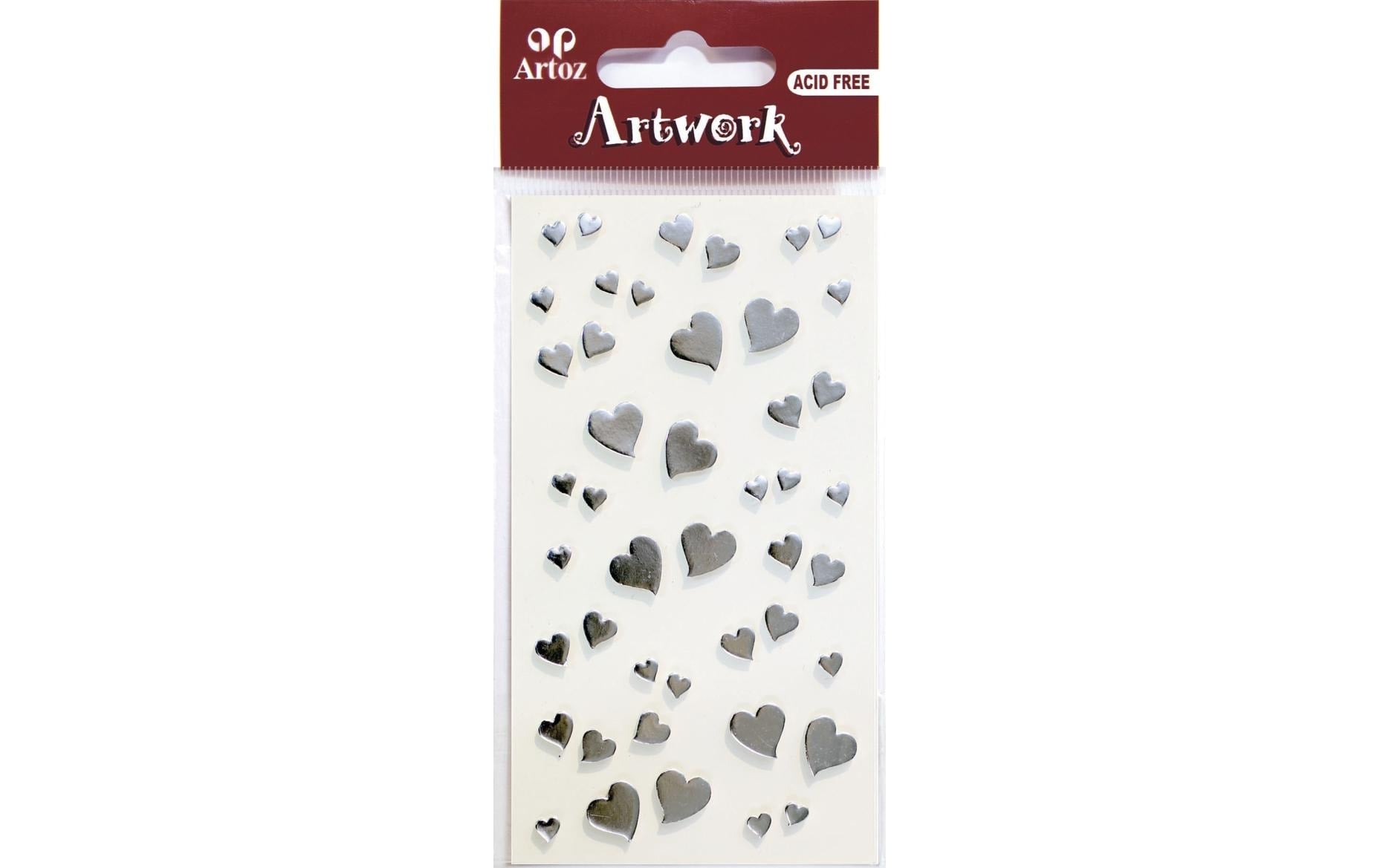 Artoz Artwork Sticker Herzen silber, 1 Blatt