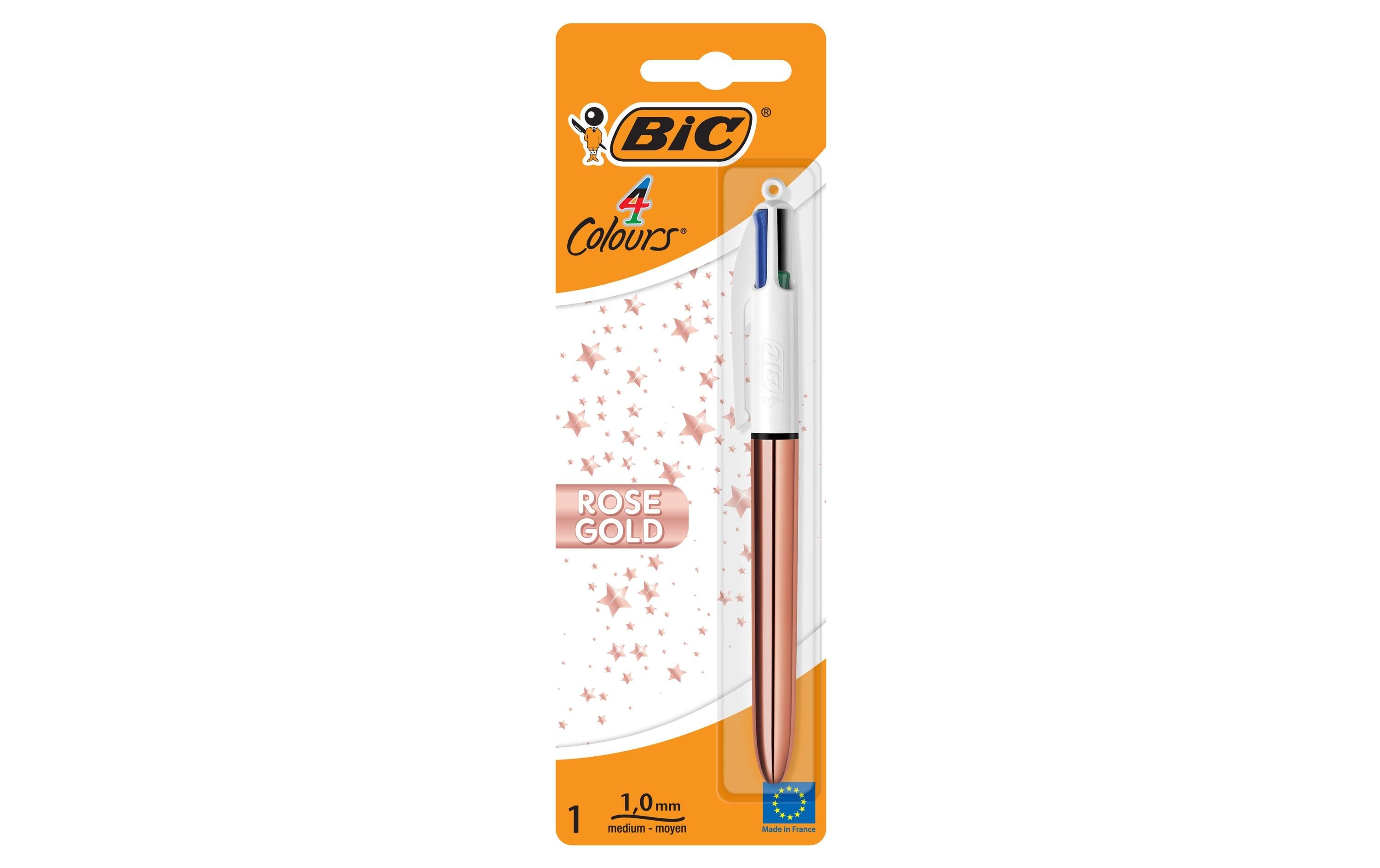 Bic 4-Farb-Kugelschreiber 1.0mm, weiss und Roségold
