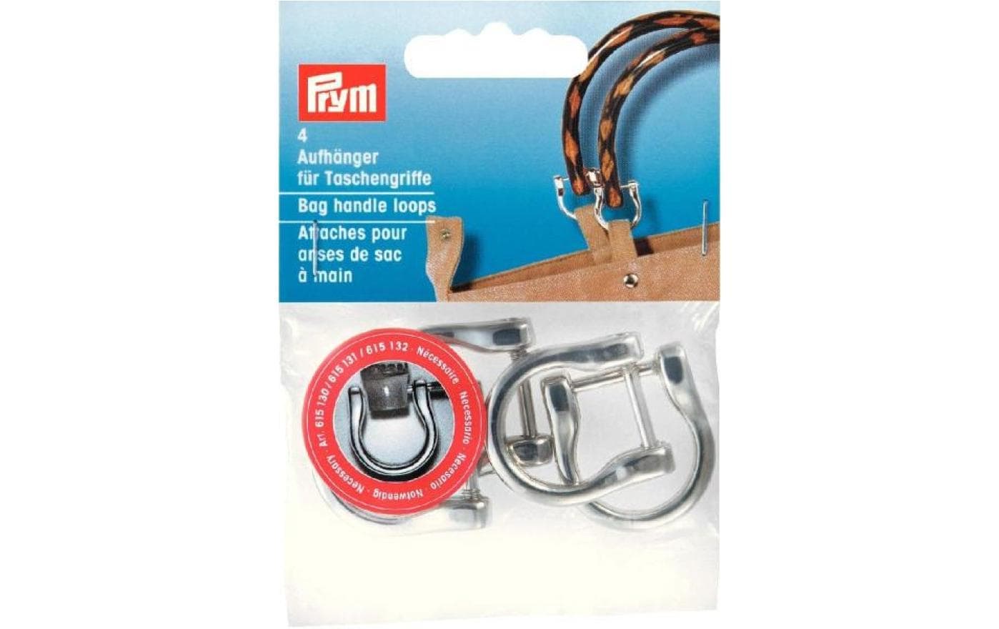PRym Taschengriffe Aufhänger silber, 18 mm, 4 Stück