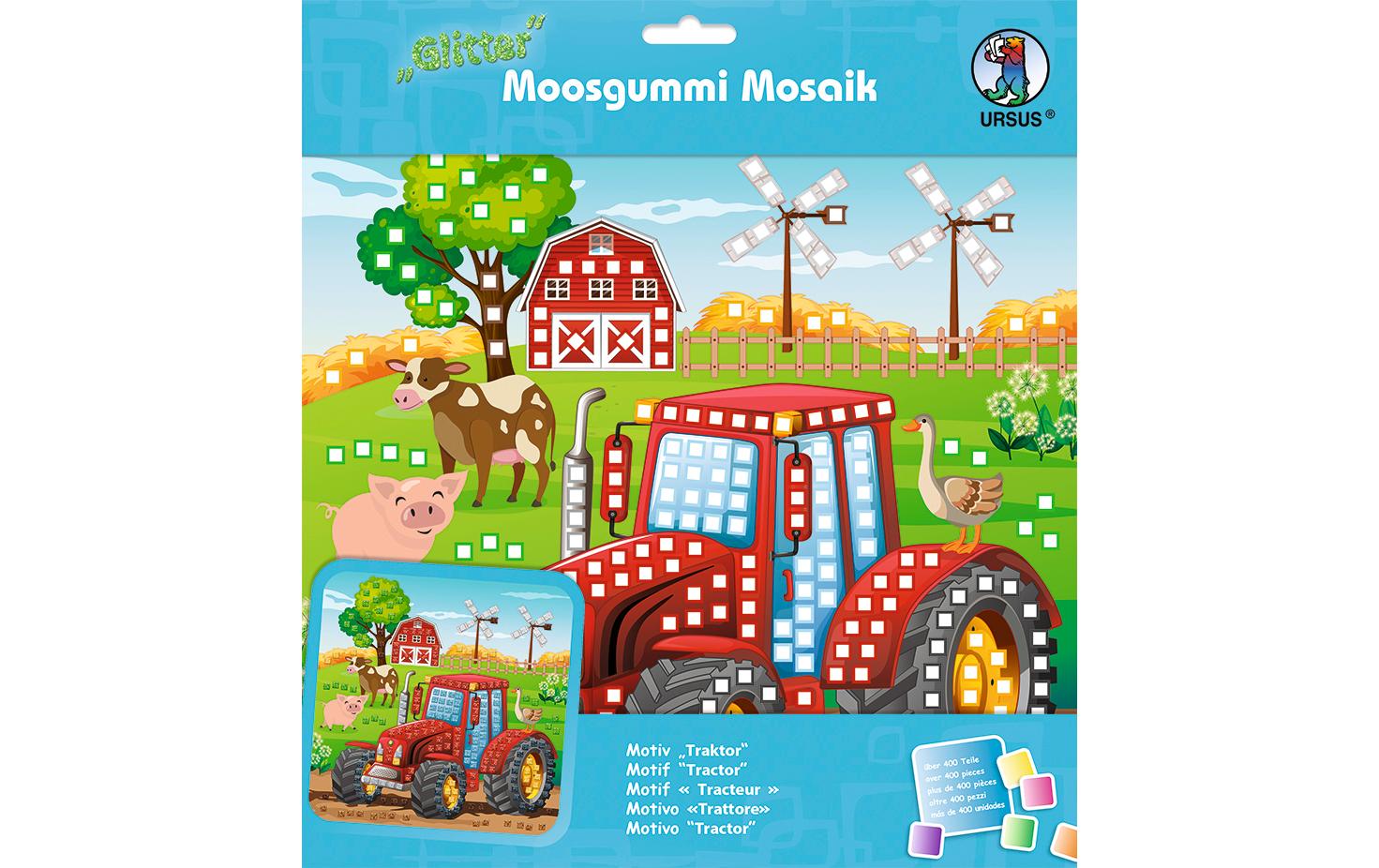 URSUS Moosgummi-Set Glitter Traktor 1 Vorlage, Aufsteller, 432 Sticker