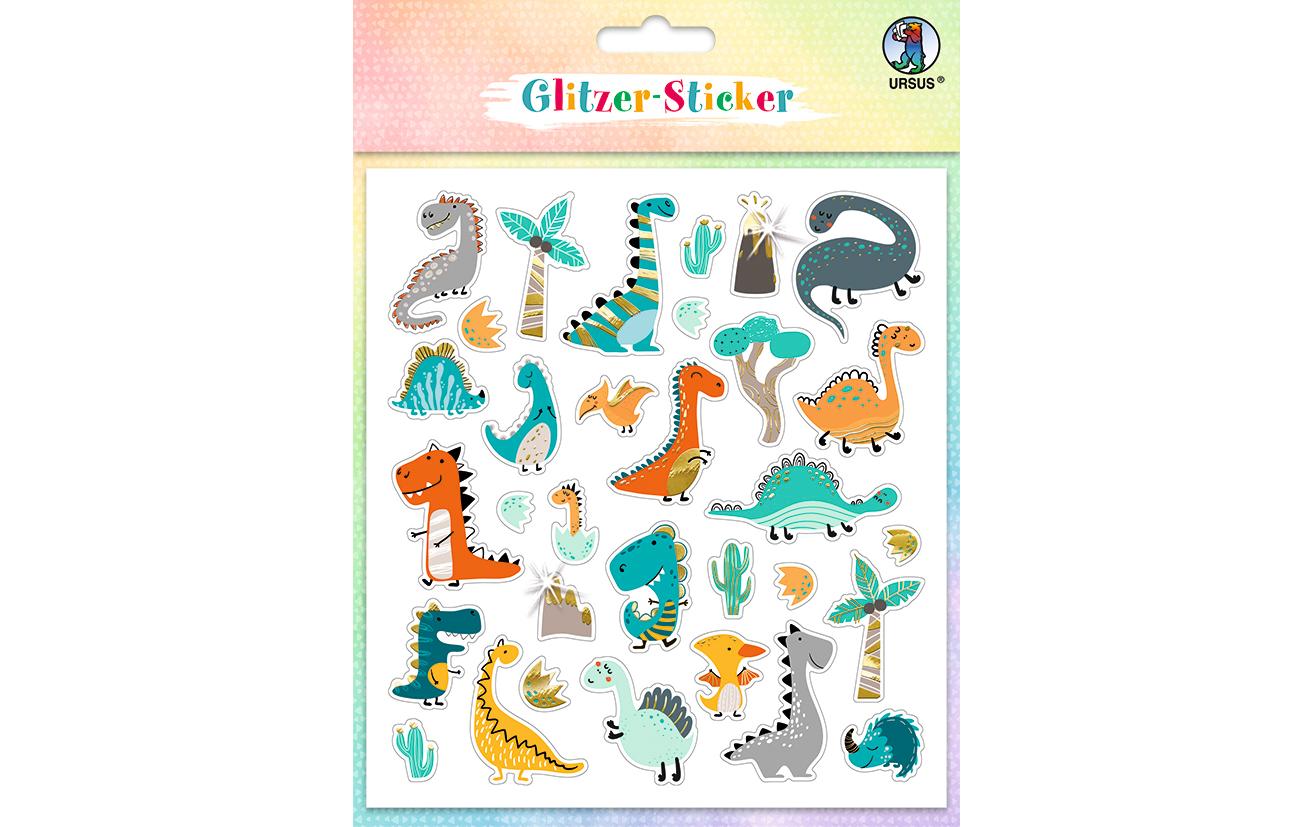 URSUS Sticker Glitter Fun Dinos 4 Stickerbögen