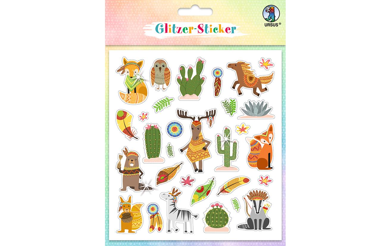URSUS Sticker Glitter Fun Tiere 4 Stickerbögen