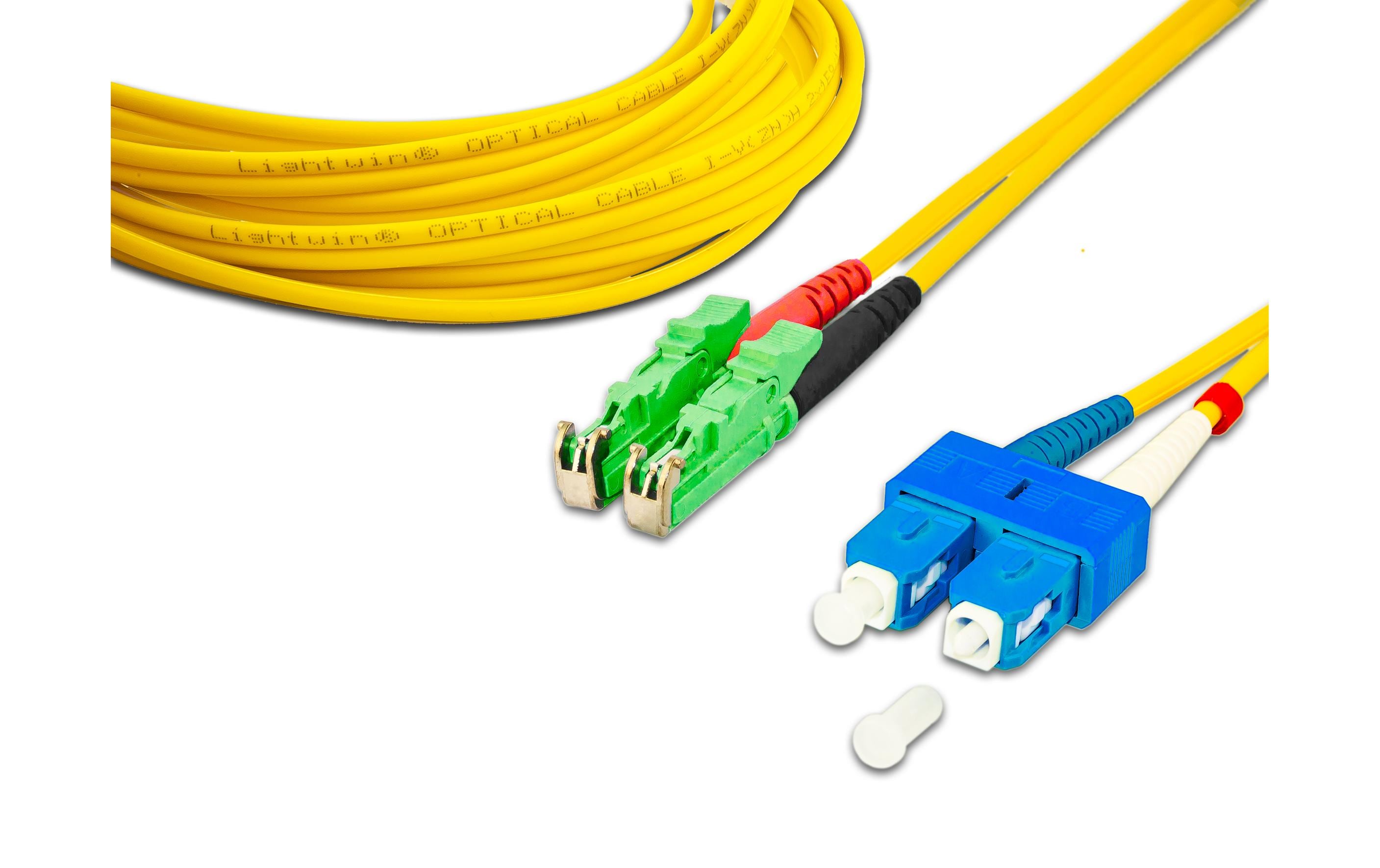 Lightwin LWL HQ Duplex Patchkabel, LSH, 2m Singlemode OS2, E2000/APC-SC kompatibel