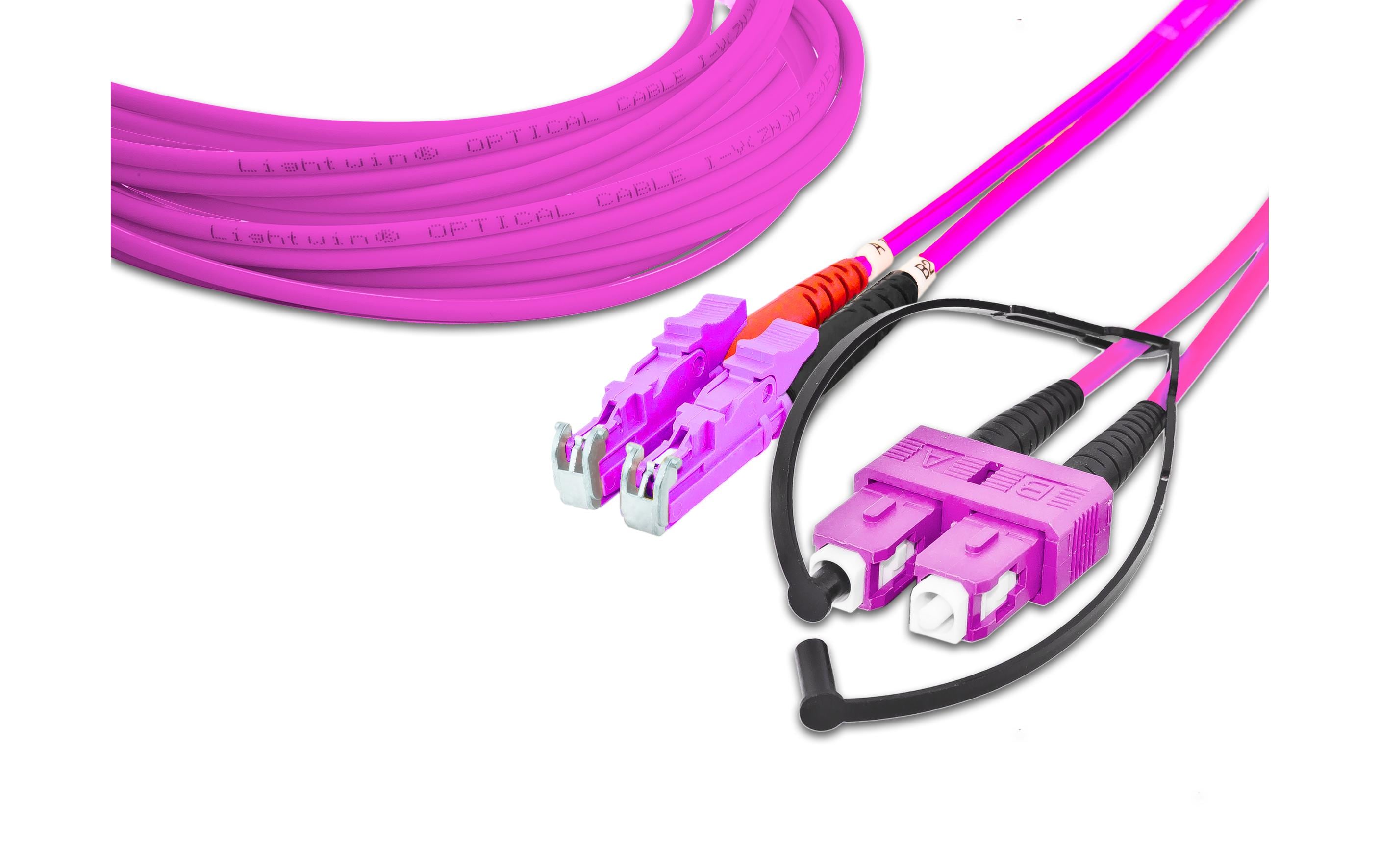 Lightwin LWL HQ Duplex Patchkabel, LSH, 2m Multimode OM4, E2000-SC kompatibel