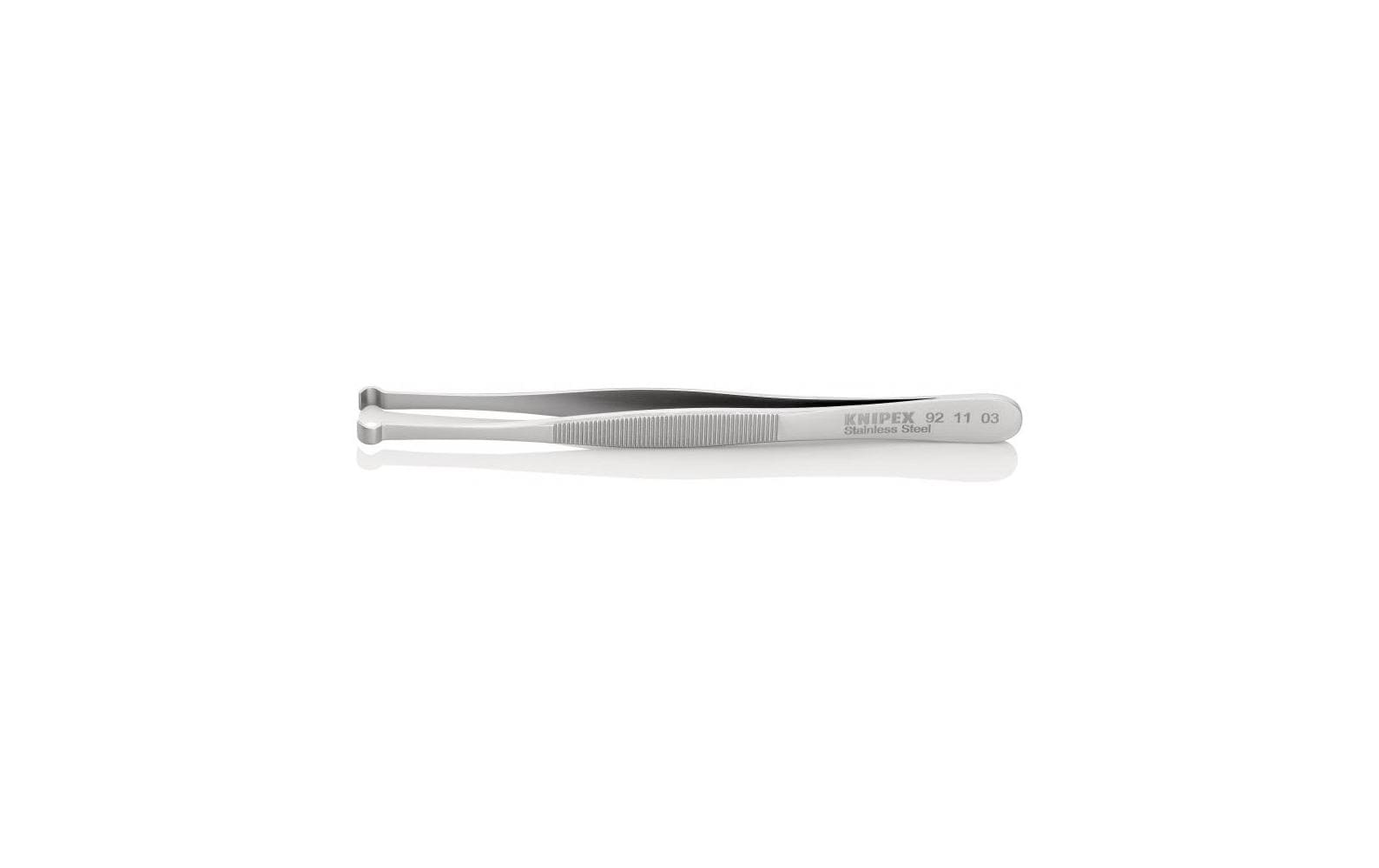 Positionierpinzette Geriffelt 122 mm Gerade, Edelstahl