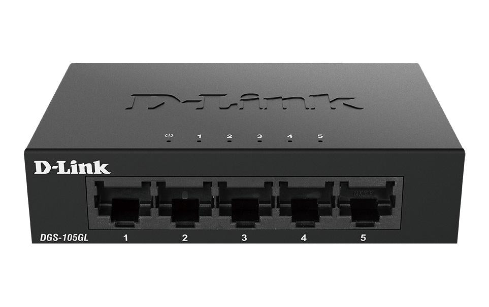 D-Link DGS-105GL/E: 5Port Switch, 1Gbps Metalgehäuse, ext. NT, lüfterlos