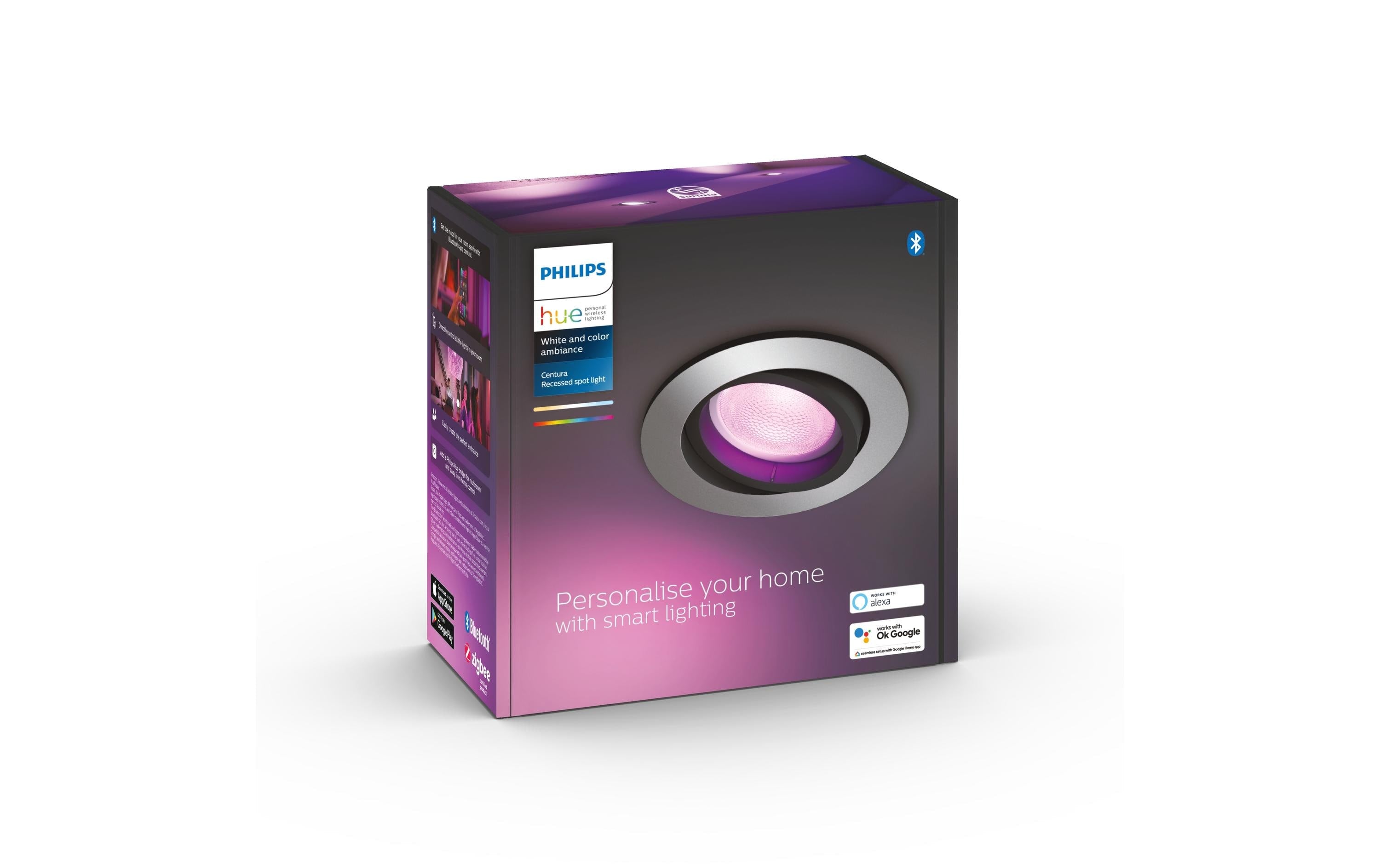 Philips Hue White & Col. Amb. Centura Einbauspot rund aluminium 350lm