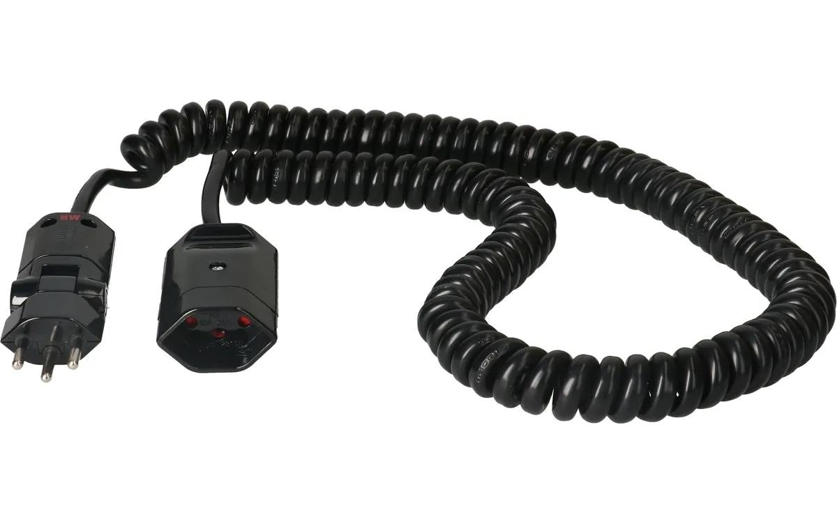Spiralverlängerungskabel 3.5 m, schwarz, TD 3-polig, T12/T13, Ruhezustand 0.8m