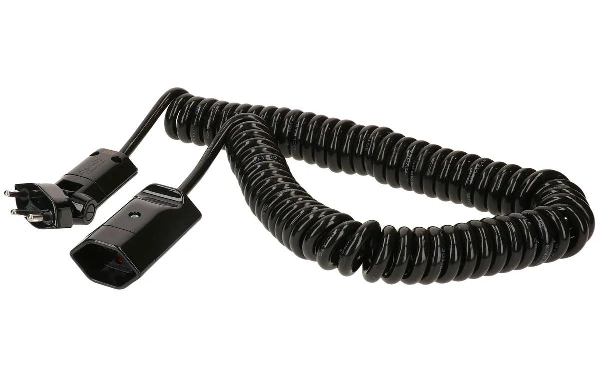 Spiralverlängerungskabel 4 m, schwarz, TD 3-polig, T12/T13, Ruhezustand 1 m
