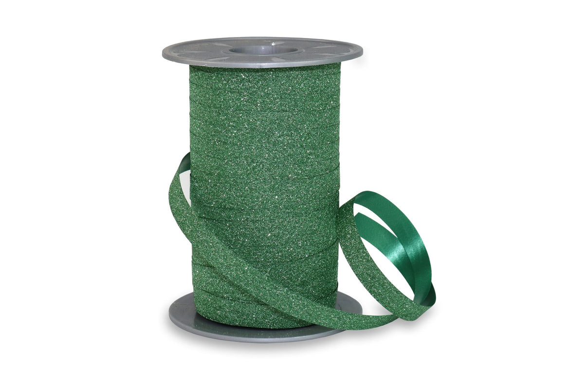 Pattberg Geschenkband Poly Glitter Grösse: 1 cm x 100 m, Farbe grün