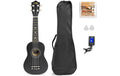 MAX UKEYBL Sopranukulele Sopranukulele, schwarz, Tuner, GigBag,Picks