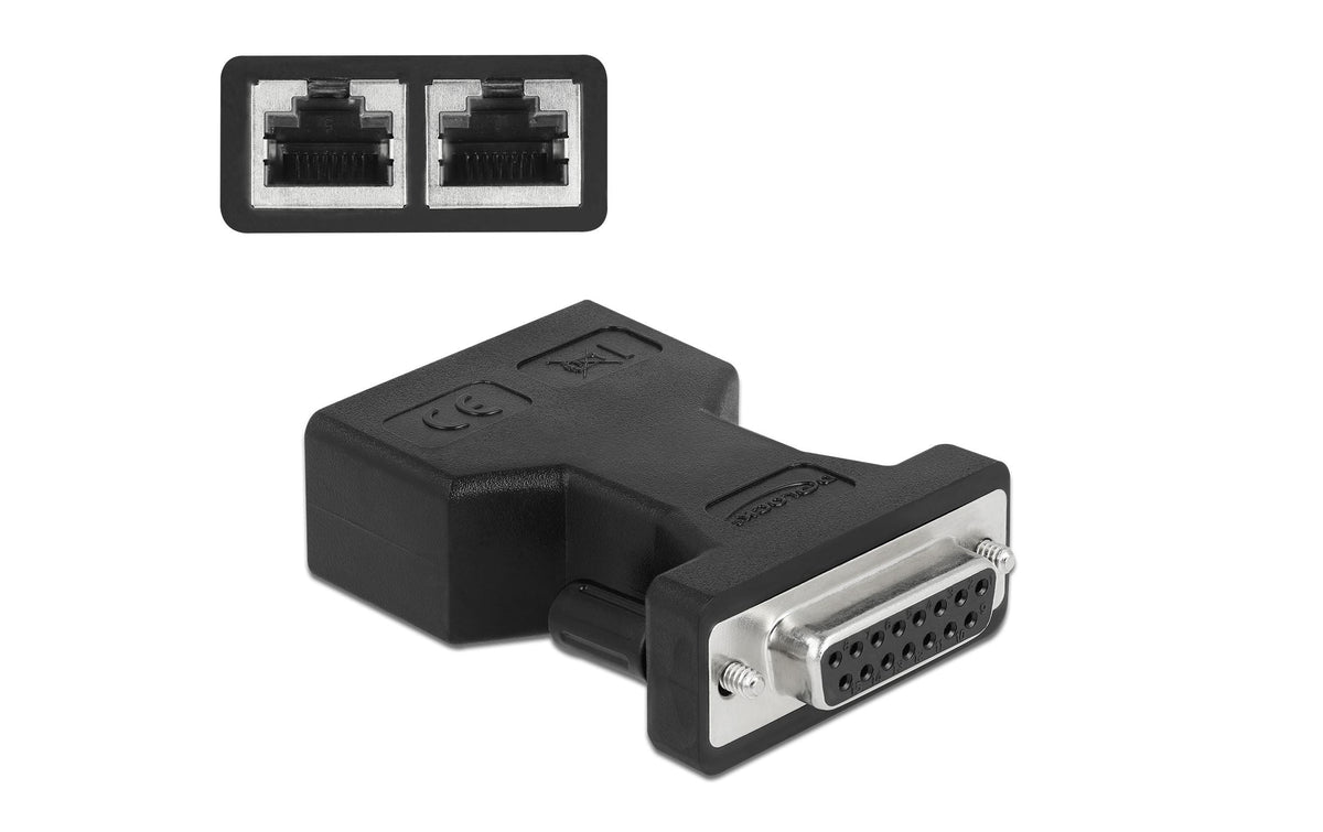 Delock D-Sub 15 Pin zu 2x RJ45 D-Sub 15 Pin Buchse zu 2x RJ45 Buchse