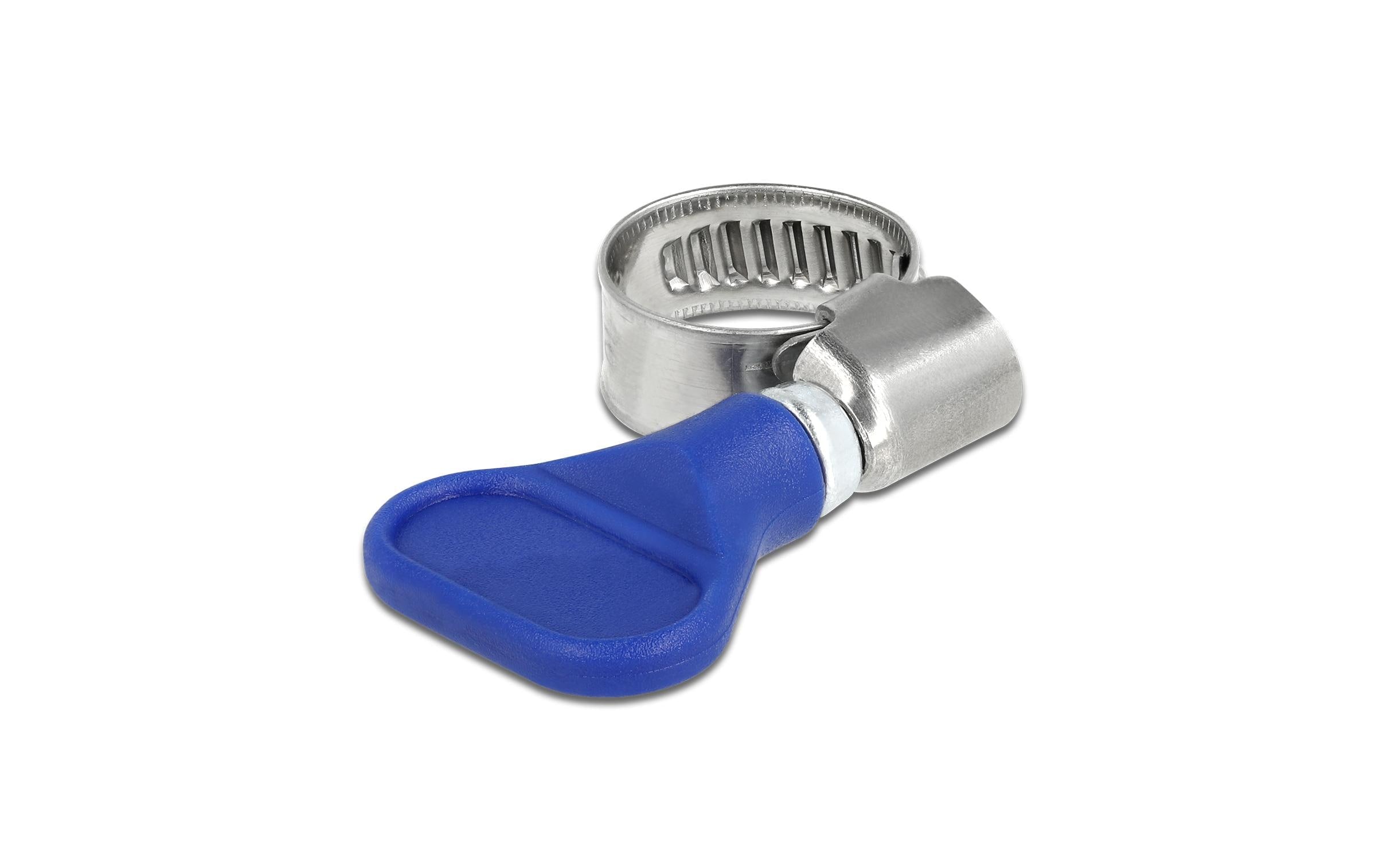 Delock Schlauchschellen 10-16mm, 5 Stück Edelstahl 400 SS mit Flügelmutter, Blau