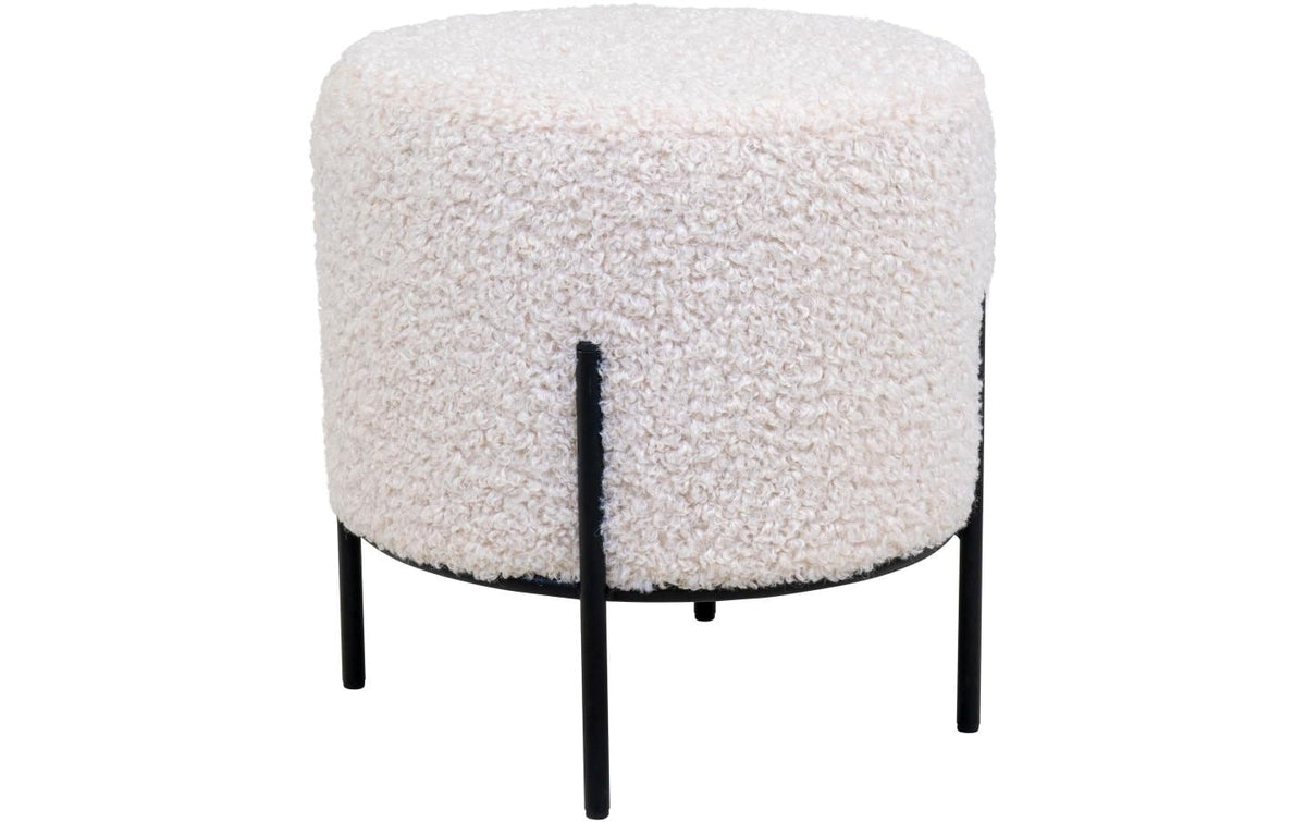 House Nordic Pouf Alford 1 Stk., Polyester, Pinienholz, Stahl