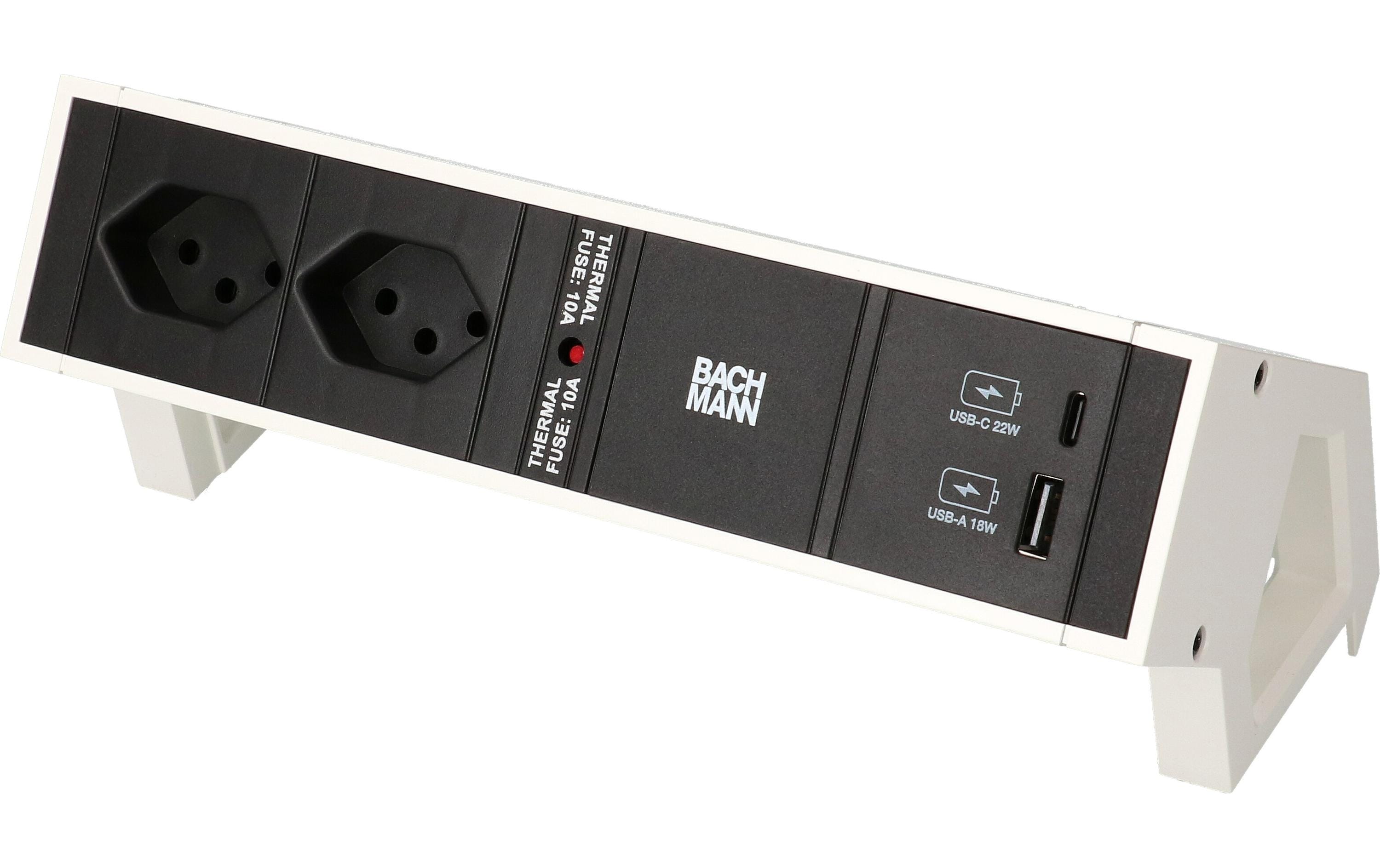 Bachmann Steckdosenleiste DESK 2, 2xT13 1xUSB A/C, weiss