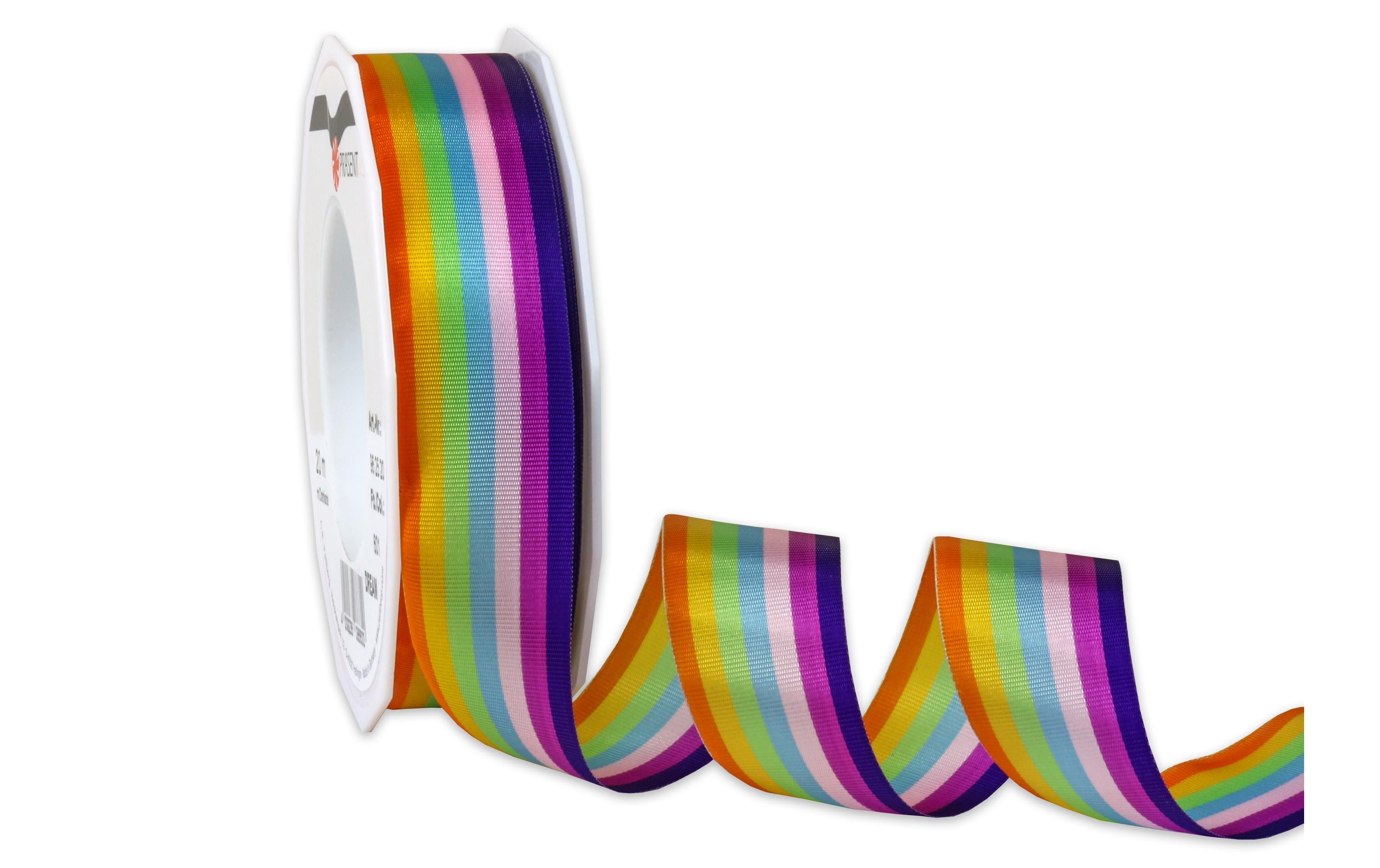Pattberg Geschenkband Regenbogen Grösse: 2.5 cm x 20 m, Farbe mehrfarbig