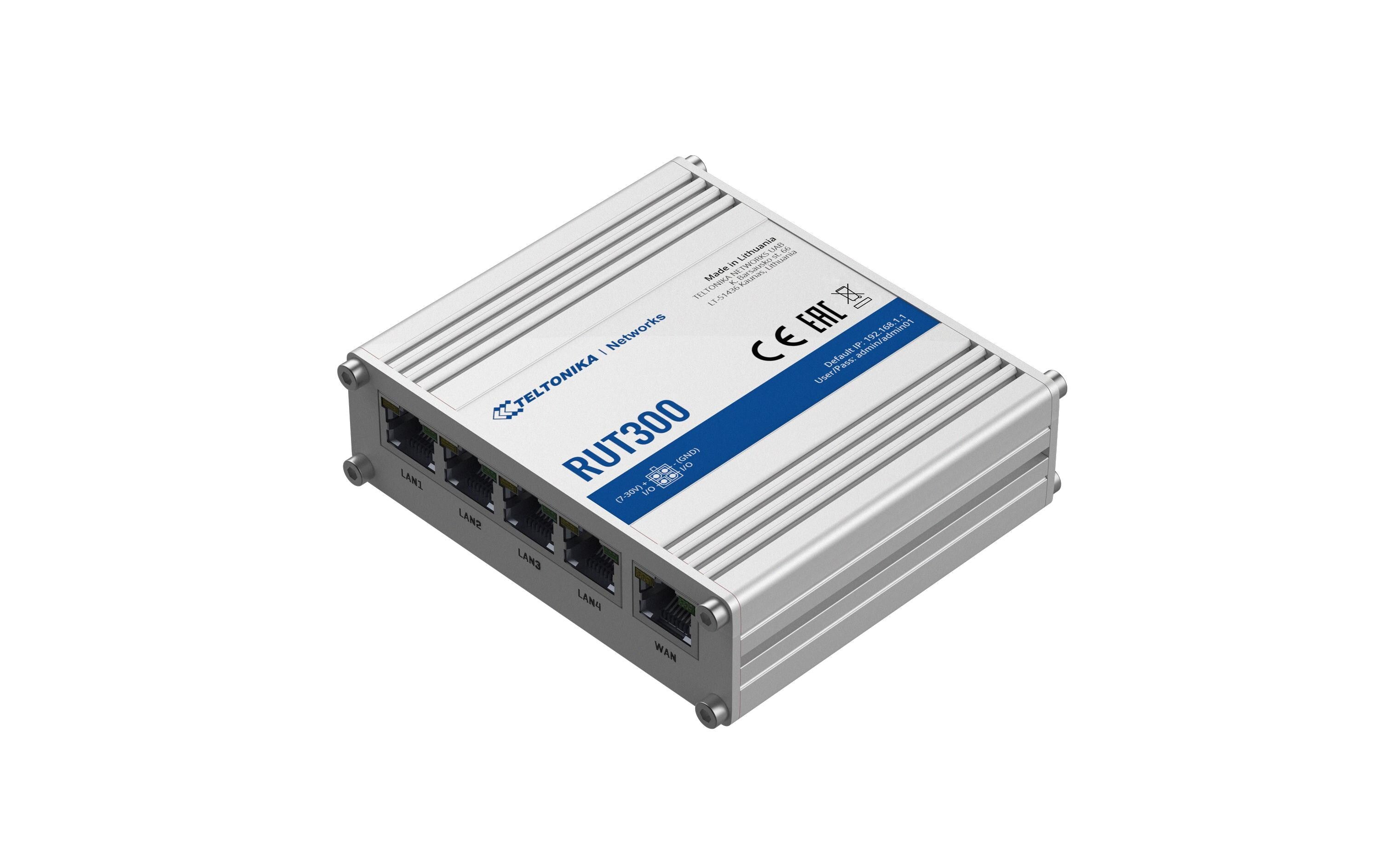 Teltonika RUT300 5 Port VPN Industrierouter 5x 100Mbps, 1xUSB, DIN-Rail, -30 bis 75°